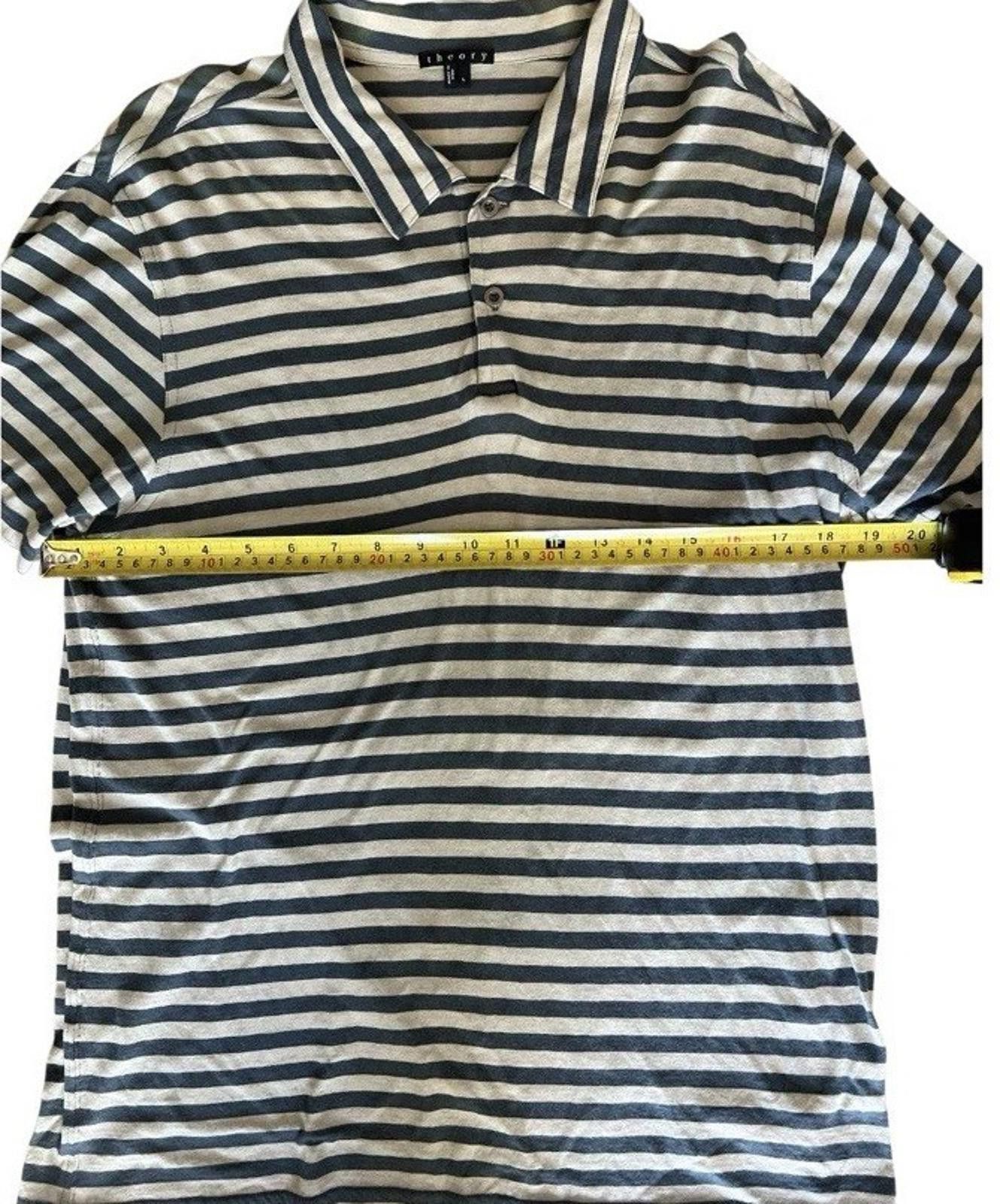 Theory Theory Striped Pima Cotton Polo Light Weight Size L Size US L / EU 52-54 / 3 - 2 Thumbnail