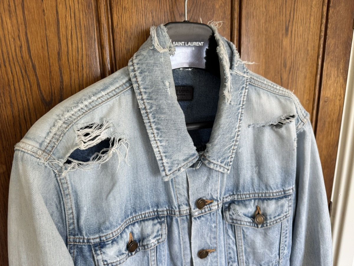Saint Laurent Paris SS21 Saint Laurent denim trucker jacket crash thrashed grail Size US L / EU 52-54 / 3 - 12 Thumbnail