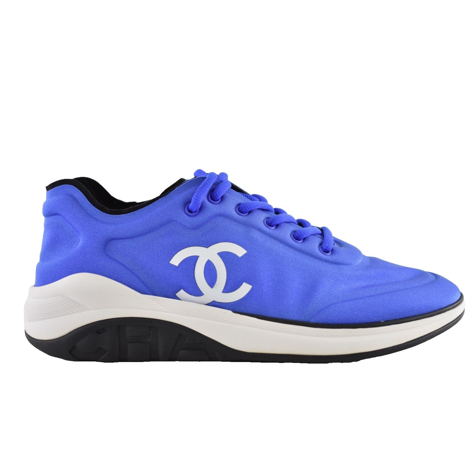 Chanel Chanel Men 19P Blue Lycra White Black CC Logo Lace Low Size US 11 / EU 44 - 1 Thumbnail