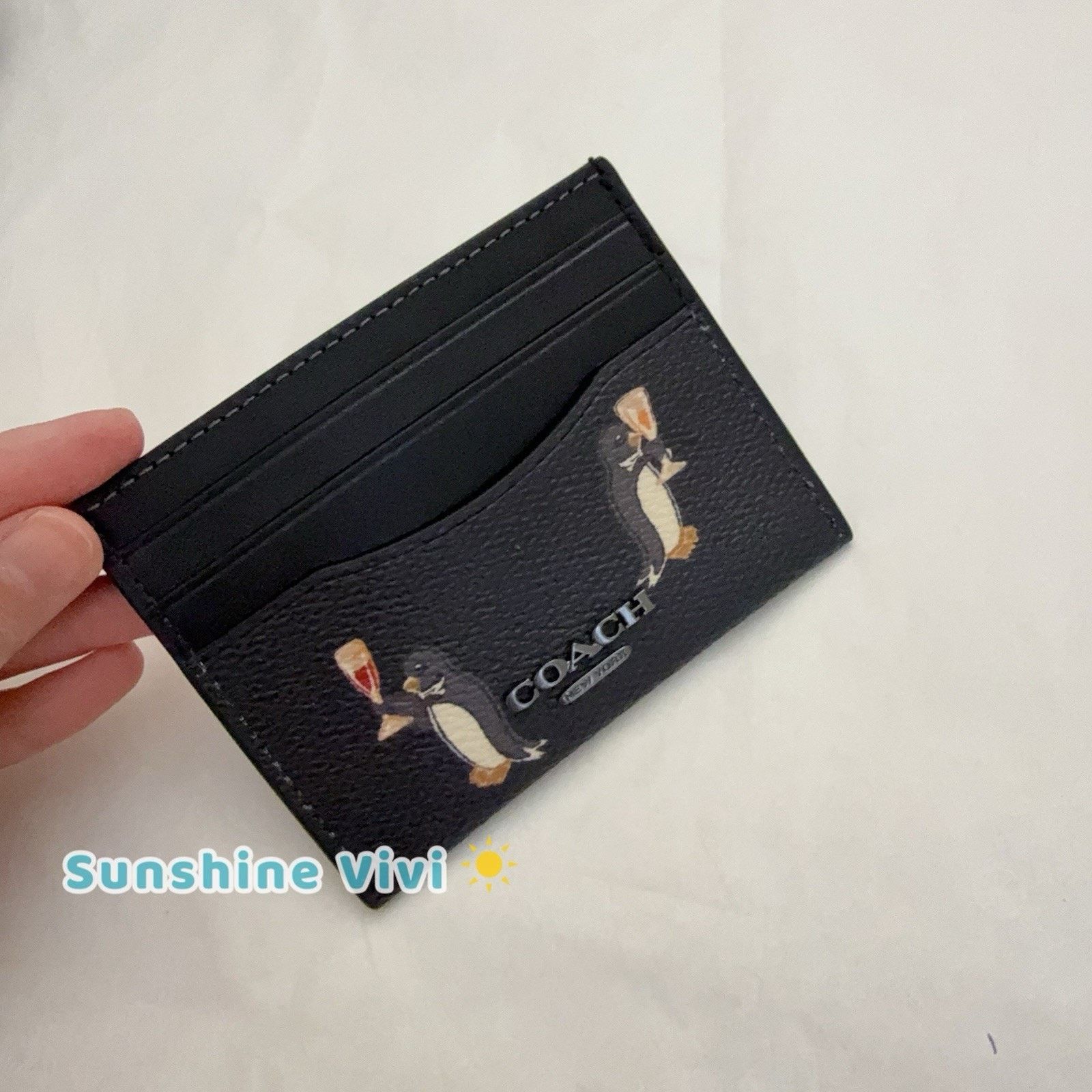 Coach NWT Coach Slim Id Card Case Penguin Print CCP96 Black Multi Size ONE SIZE - 5 Thumbnail
