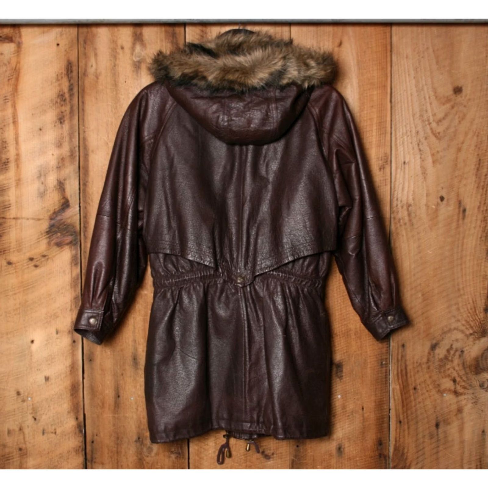 Vintage VINTAGE Wilsons Leather Parka Jacket Womens M Brown Solid Insulated Detachable Hood Faux Fur Lined Mid-Length 90s Style Mens Womens Size M / US 6-8 / IT 42-44 - 7 Thumbnail