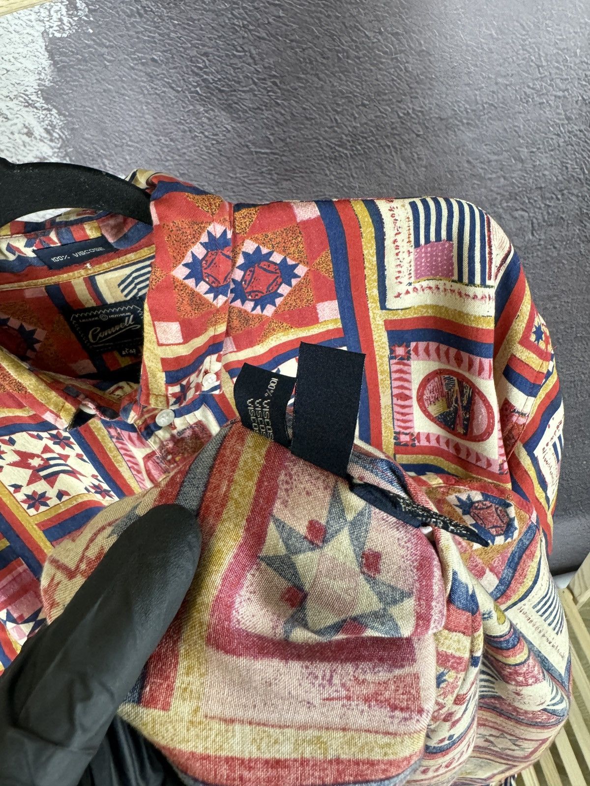 Vintage Conwell vintage abstract pattern 100% viscose shirt sz L Size US L / EU 52-54 / 3 - 10 Thumbnail