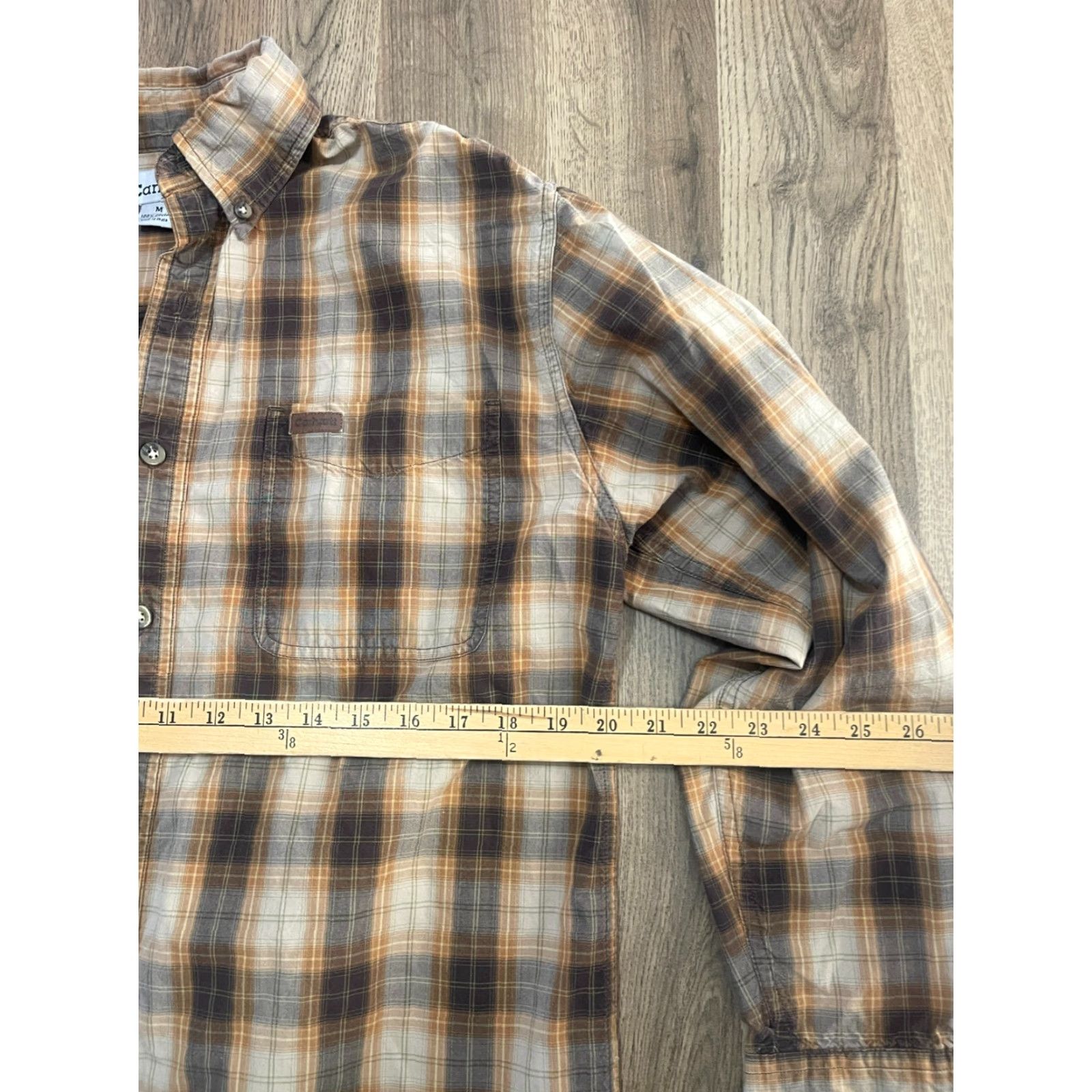 Carhartt Carhartt Shirt Mens Size Medium Brown Orange Plaid Button Up Long Sleeve Size US M / EU 48-50 / 2 - 7 Thumbnail