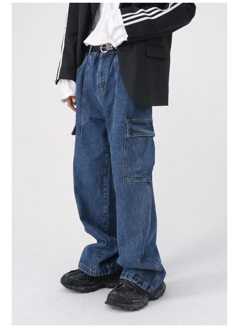 Japanese Brand Street style wide-leg men's straight loose retro work jeans Size US 32 / EU 48 - 4 Thumbnail