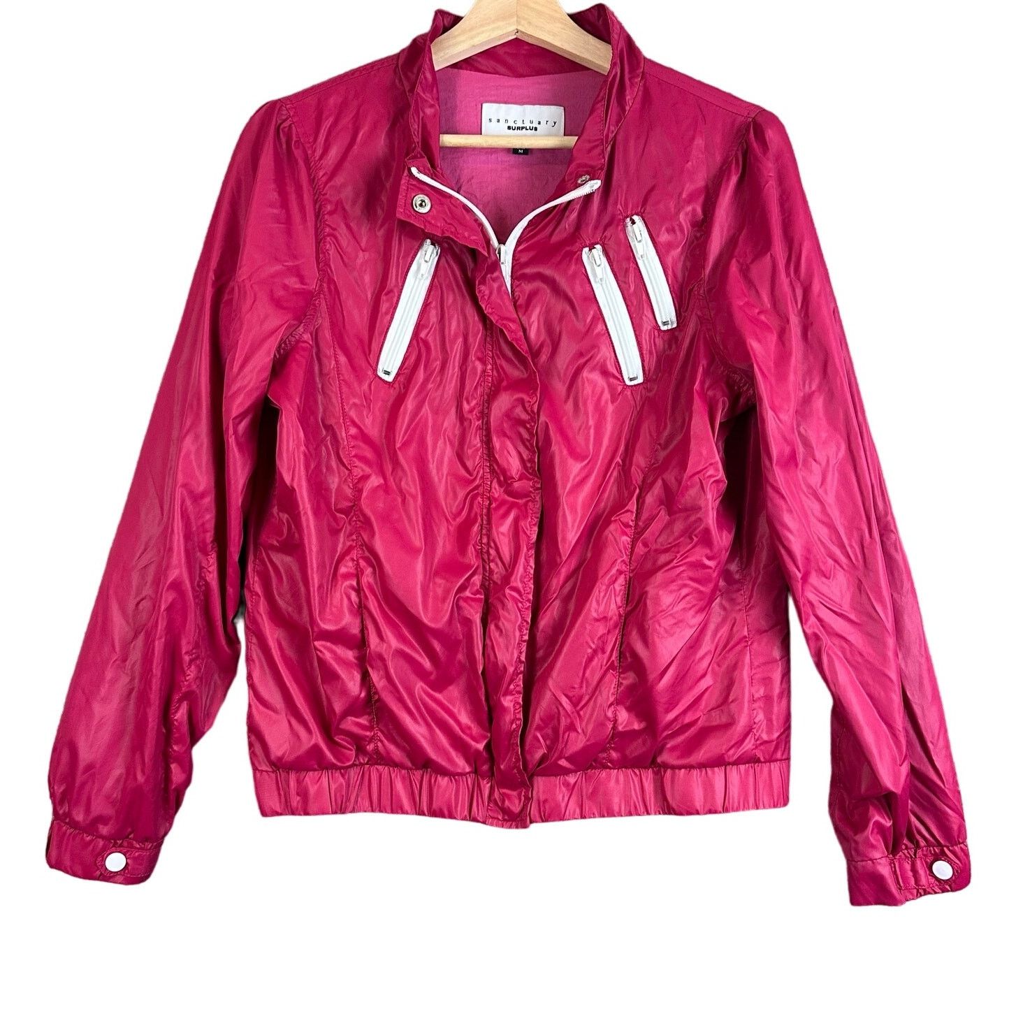Sanctuary Sanctuary Magenta Pink Bomber Track Jacket Lined Windbreaker Size M / US 6-8 / IT 42-44 - 1 Thumbnail