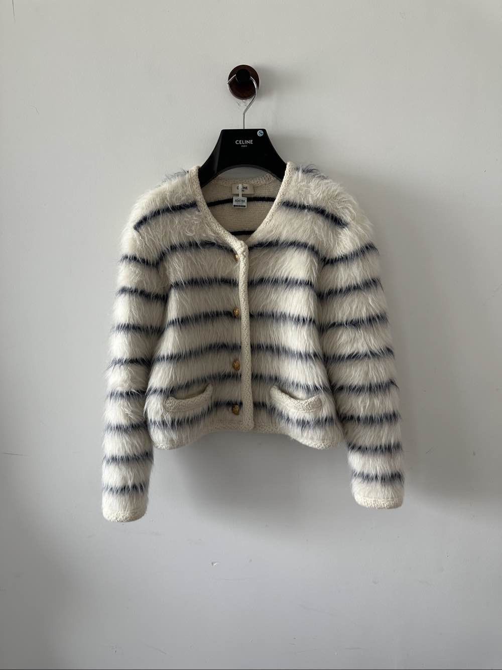 Celine CELINE Striped Alpaca Cardigan Size S Size S / US 4 / IT 40 - 1 Thumbnail
