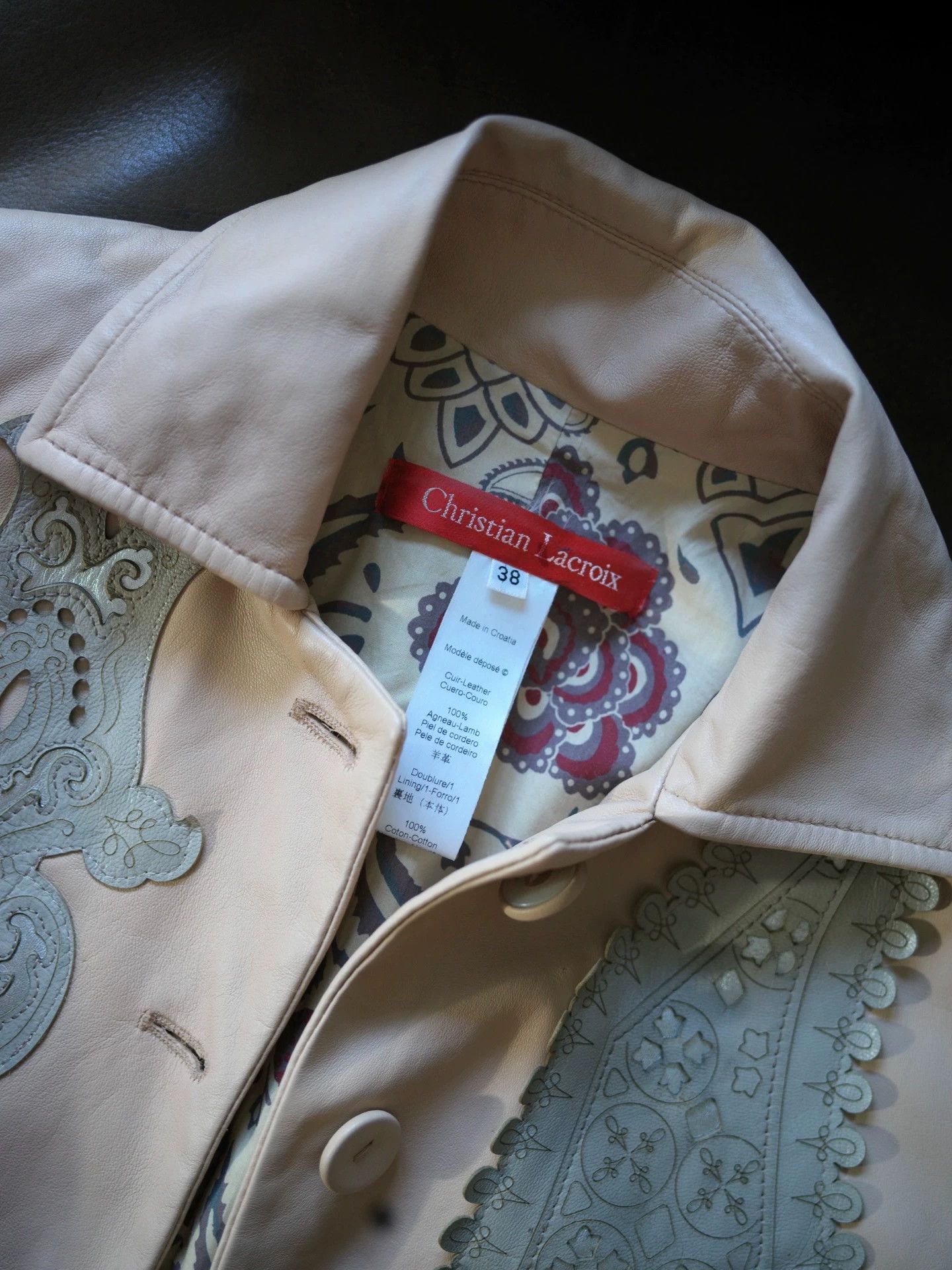 Christian Lacroix Christian Lacroix Vintage Leather Jacket Rubber Beige 38 Size XS / US 0-2 / IT 36-38 - 5 Thumbnail