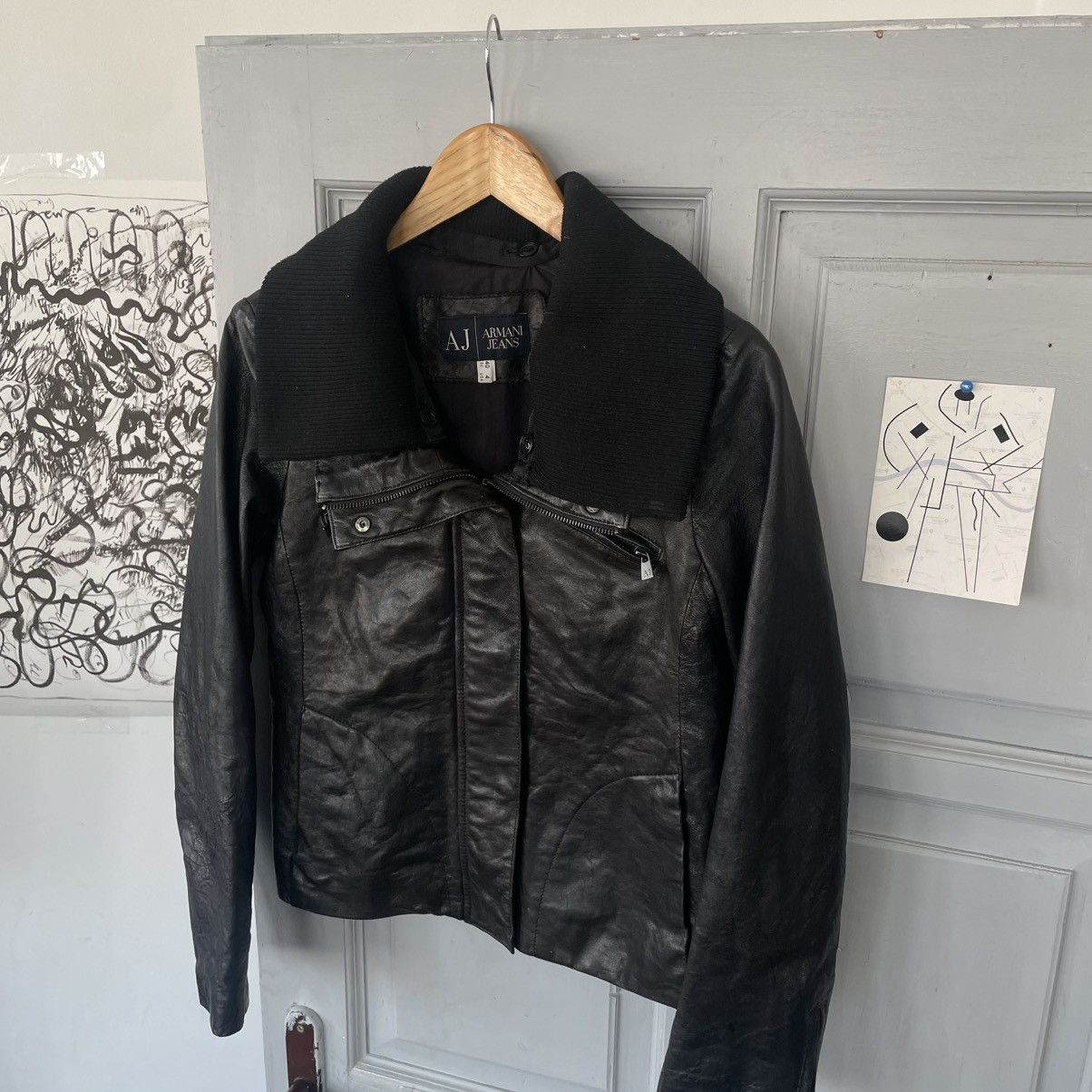 Armani × Vintage Vintage Armani Jeans 00’s Avantgarde Leather Jacket Size S / US 4 / IT 40 - 4 Thumbnail