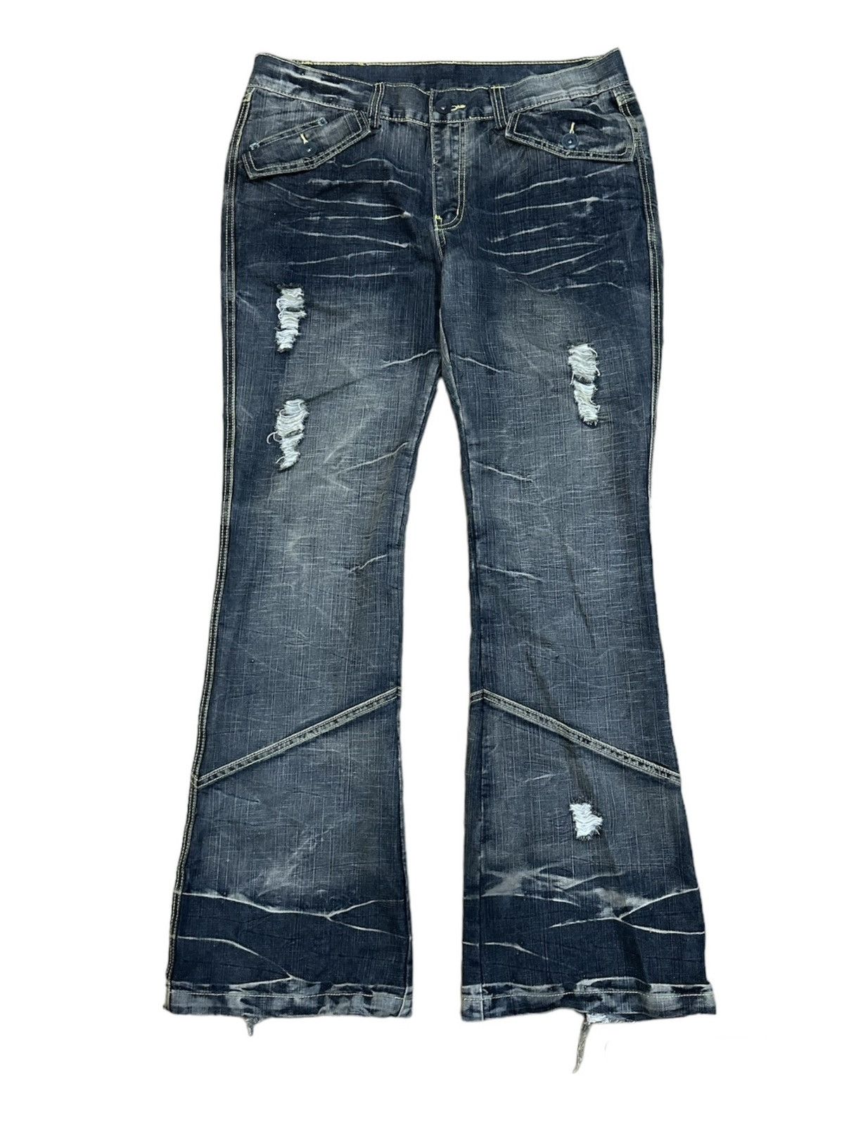 Japanese Brand 1990 - Black Crown Japanese Brand Clawmark Flared Jeans Size US 34 / EU 50 - 2 Thumbnail