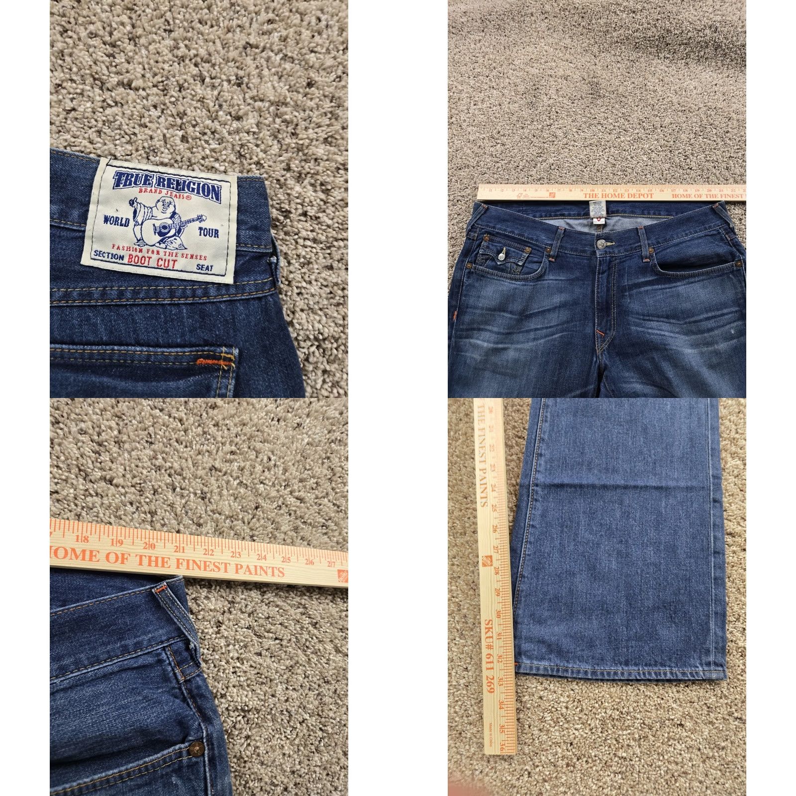 True Religion True Religion Jeans Mens 40 Blue Relaxed Straight 5-Pocket Denim USA Made Jeans Size US 40 / EU 56 - 8 Thumbnail