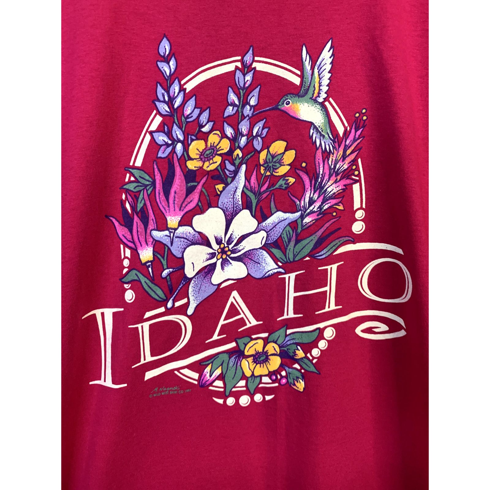 Jerzees Vintage Idaho Shirt Flowers Pink T-Shirt VTG 90s 1997 NWT M Size US M / EU 48-50 / 2 - 2 Thumbnail
