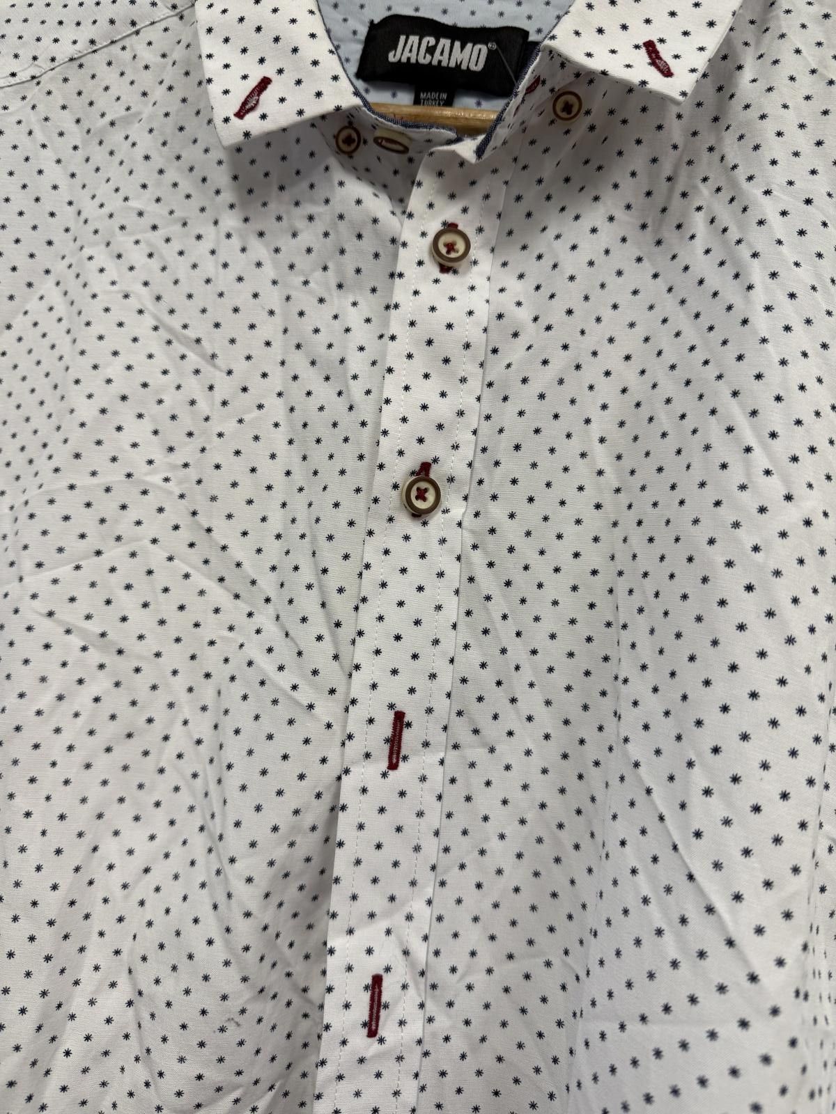 Other Jacamo Men's White Button-Up Shirt with Blue Star Pattern Size US L / EU 52-54 / 3 - 3 Thumbnail