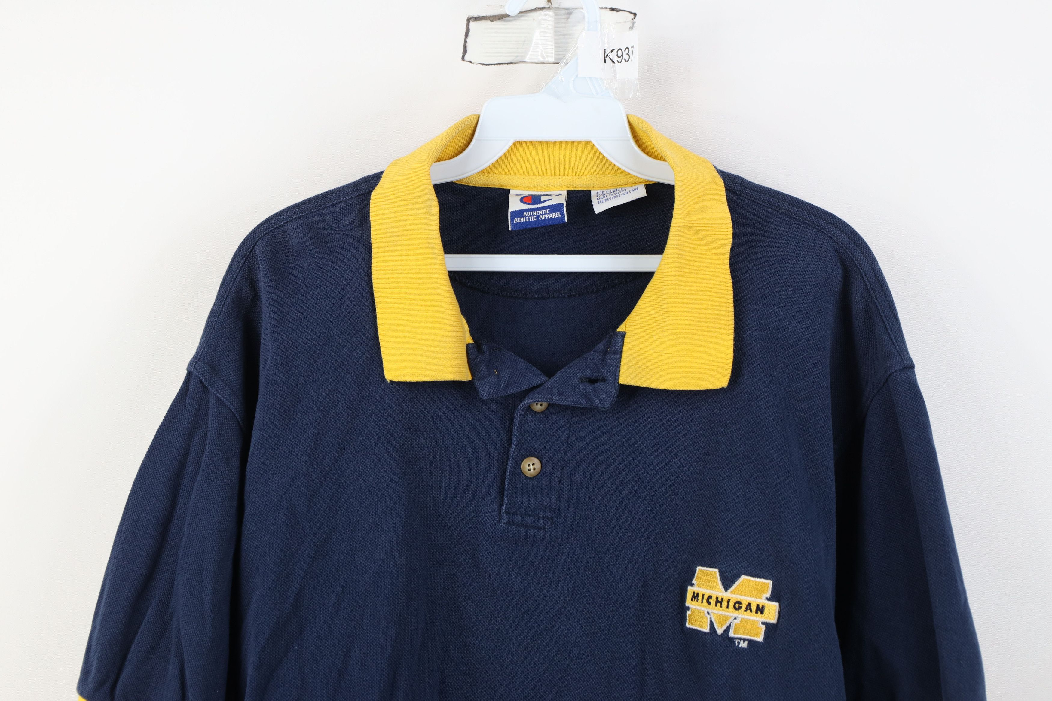 Champion Vintage 90s Champion Spell University of Michigan Polo Shirt Size US XL / EU 56 / 4 - 2 Thumbnail