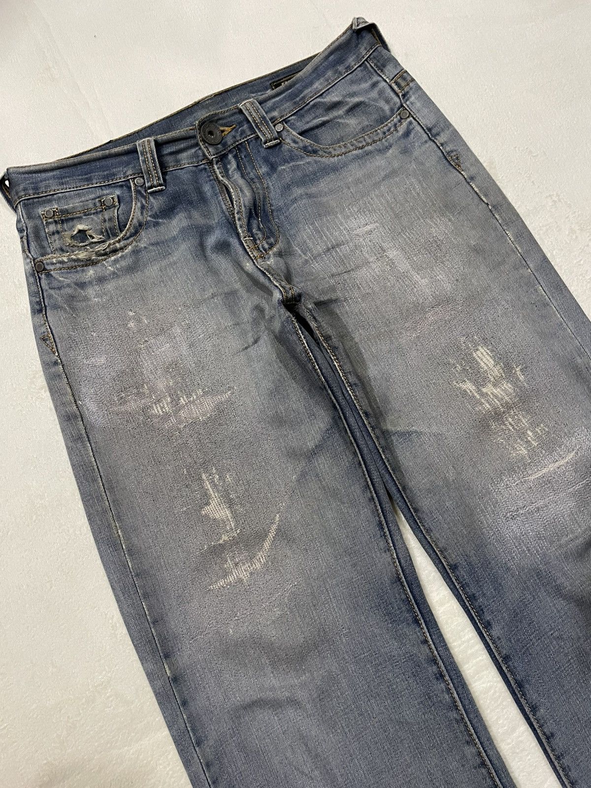 Polo Ralph Lauren Vintage Polo Denim Distress Mudwash Faded Jeans Size US 33 - 6 Thumbnail