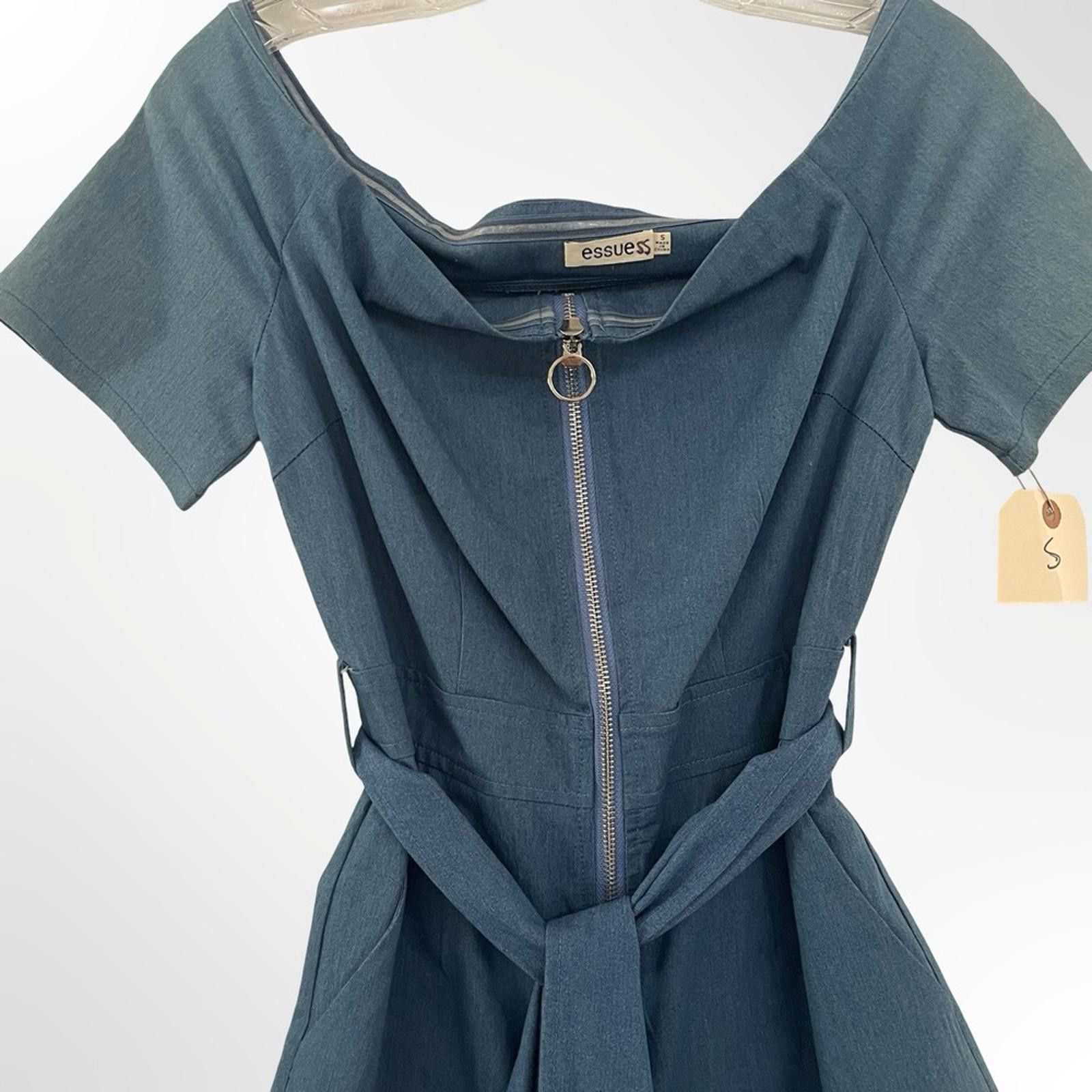 Essentials essue Short-Sleeve Wide-Leg Belted Jumpsuit with Front Zip Size 28" / US 6 / IT 42 - 3 Thumbnail