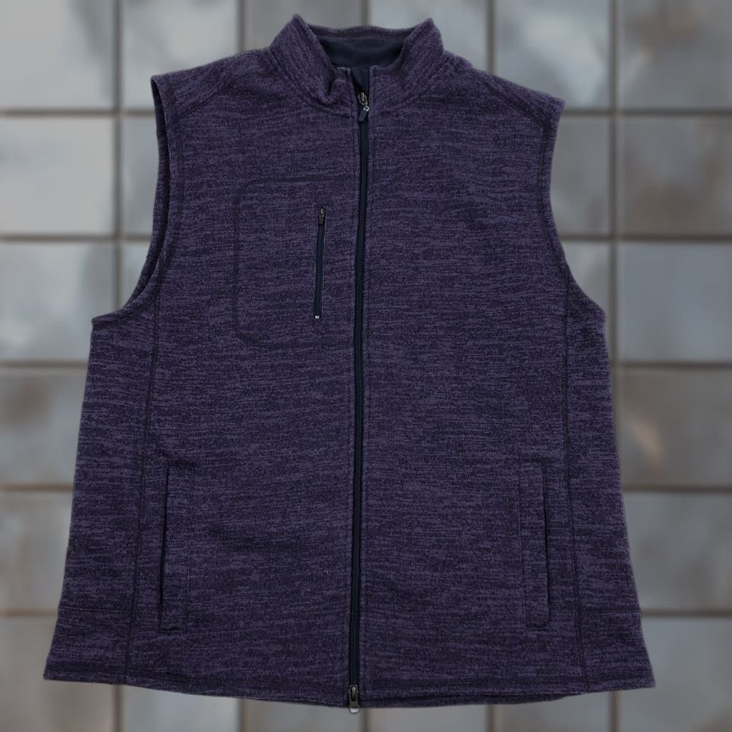 johnnie-O johnnie-O Men's 2XL Vest Gilet Heather Purple Majestic Polyester Full Zip Stand-Up Collar Size US XXL / EU 58 / 5 - 1 Thumbnail