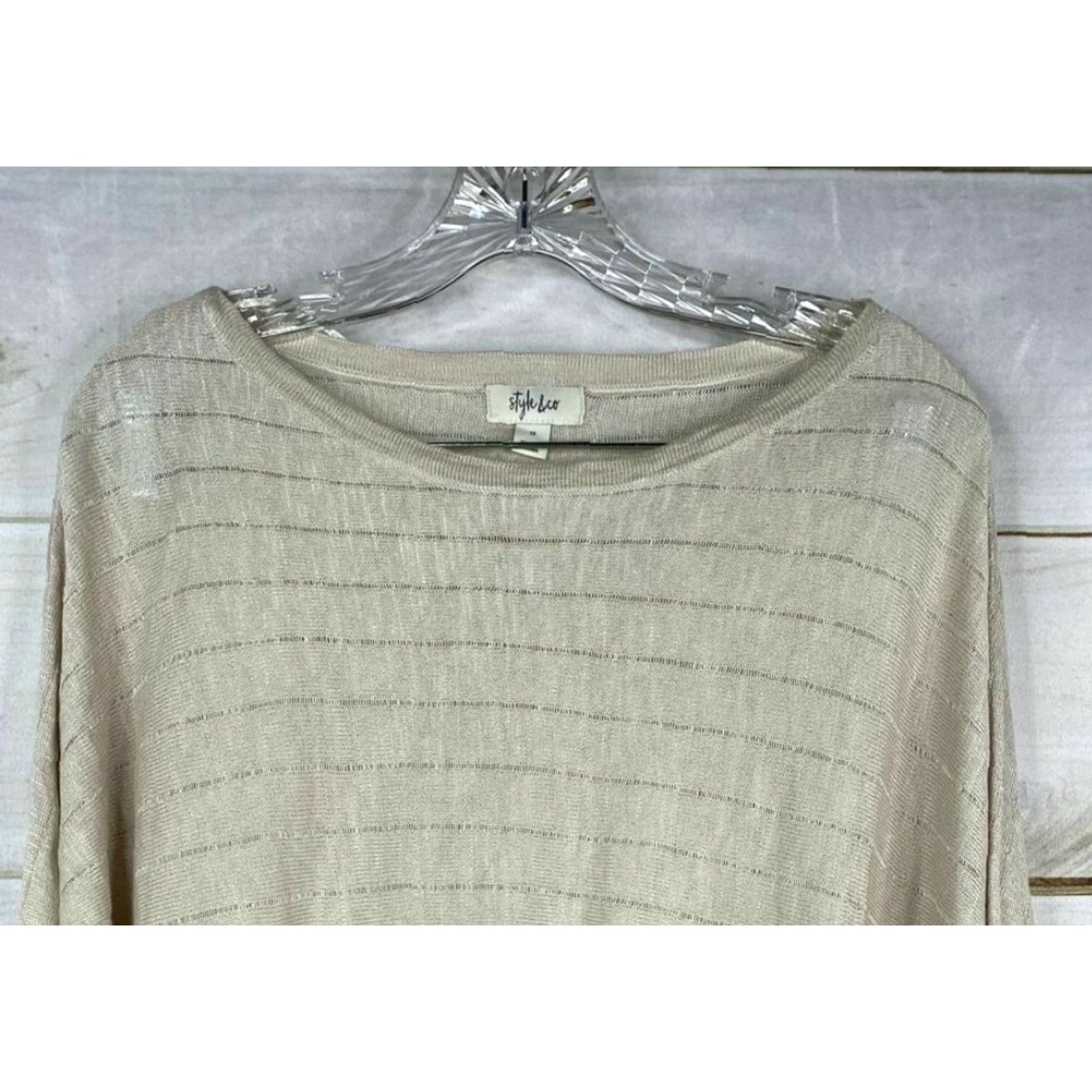 Vintage Style&Co Sweater Womens 1X Beige Linen Blend Dolman Sleeve Pullover Lightweight Knit Shirt Casual Modern 90s Size XL / US 12-14 / IT 48-50 - 2 Thumbnail