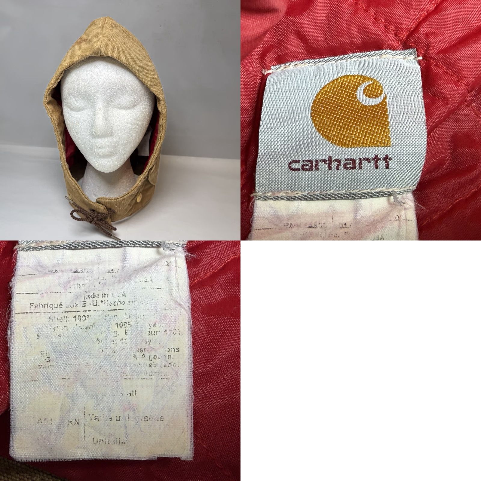 Carhartt VINTAGE Carhartt Hood Mens One Size Brown Duck Quilted Lined Made USA 90s Size ONE SIZE - 8 Thumbnail