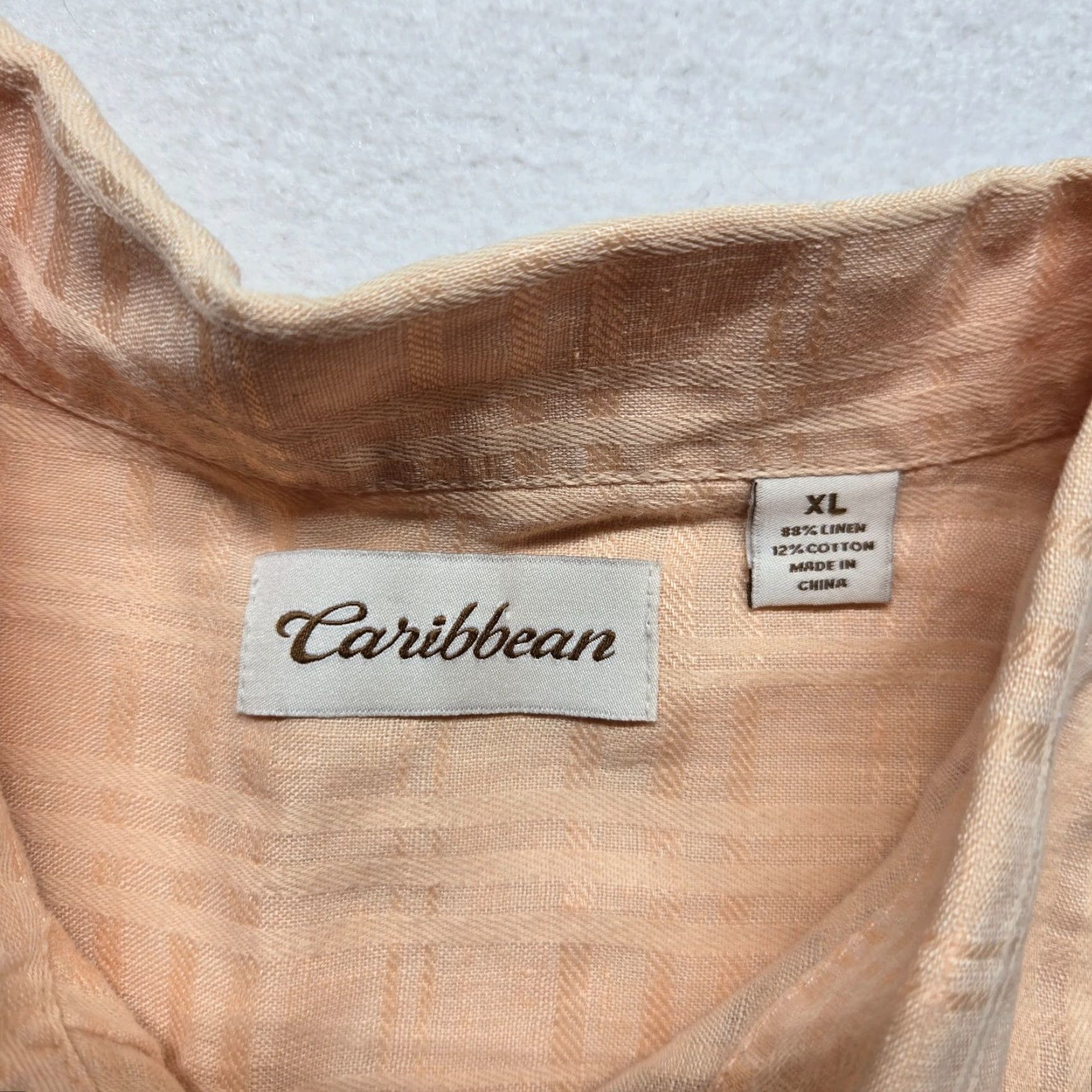 Vintage Caribbean Button Up Shirt Long Sleeve Pink/Salmon Adult Men's XL Extra Large Size US XL / EU 56 / 4 - 3 Thumbnail