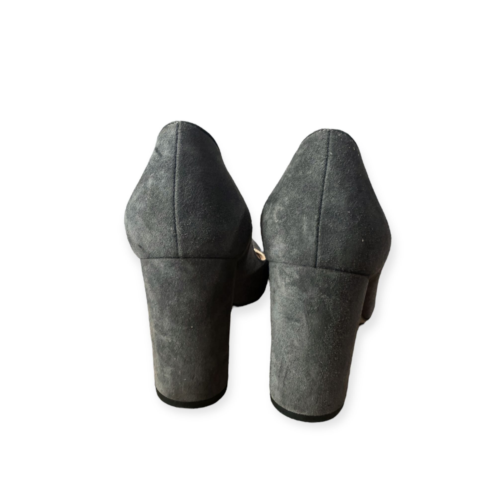 Gianvito Rossi Gianvito Rossi Round Toe 85mm Block Heel Pumps, Gray Suede, Size US 9.5 / IT 39.5 - 8 Thumbnail