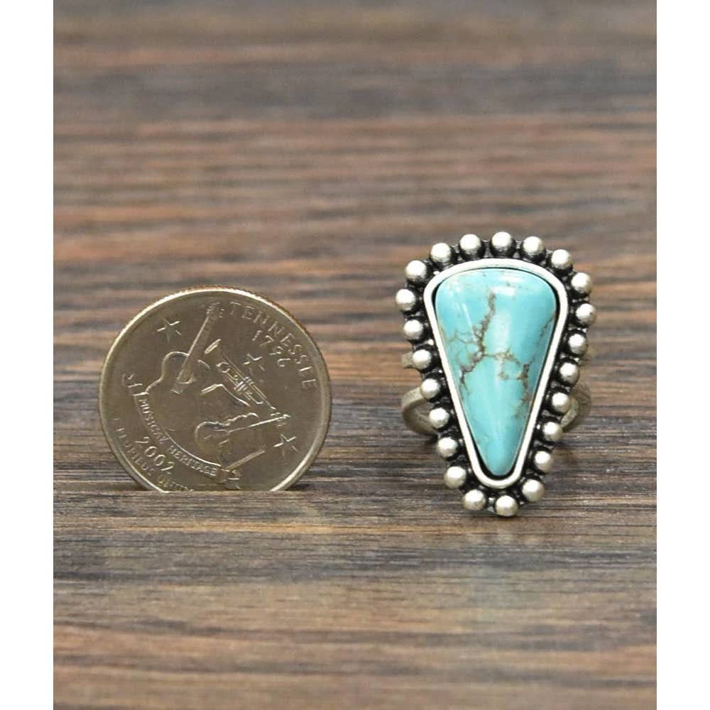 Other Turquoise Adjustable Statement Ring with Brass Dual Band Size ONE SIZE - 3 Thumbnail