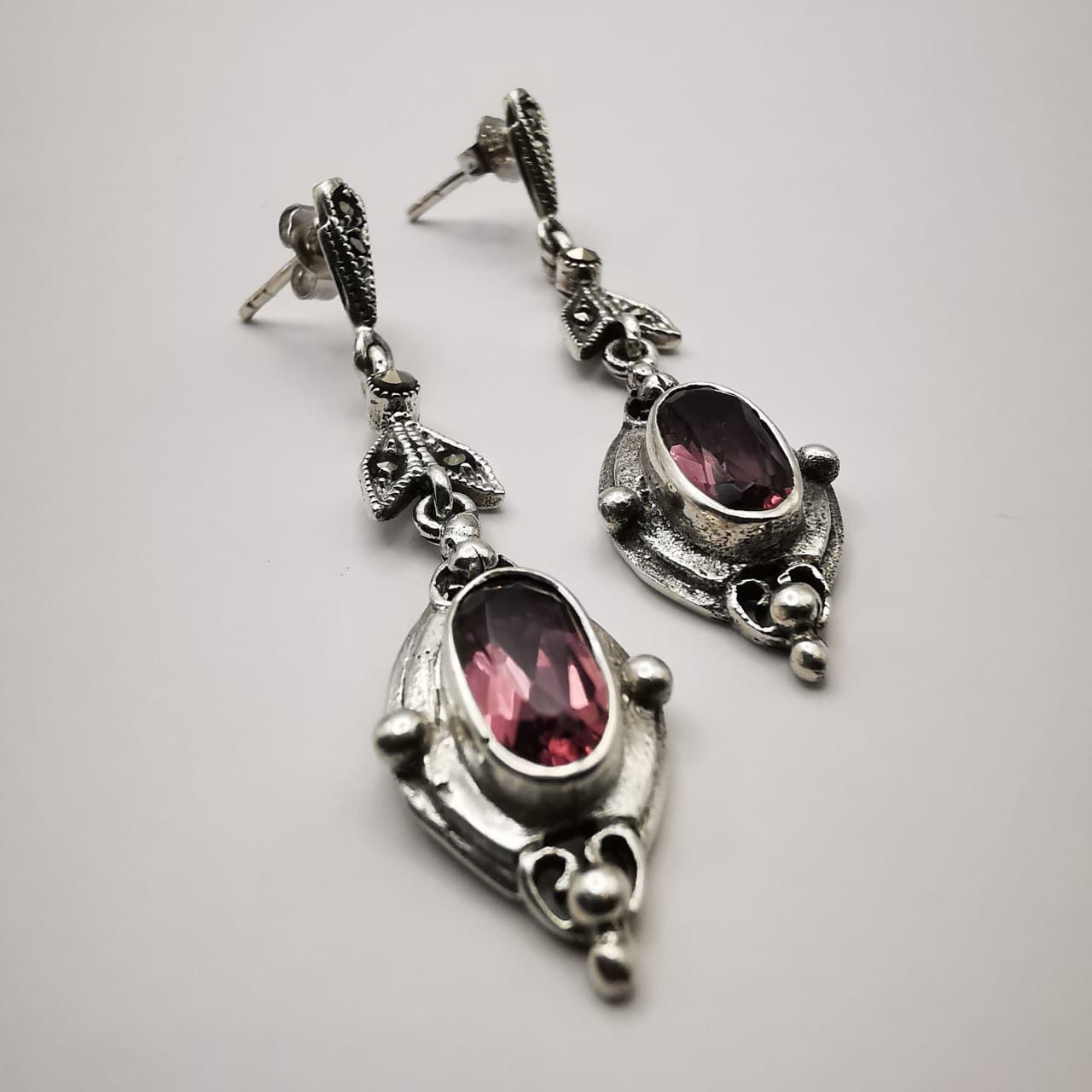 Vintage Vintage Earrings 925 Sterling Silver, Jewelry, Amethyst Size ONE SIZE - 3 Thumbnail