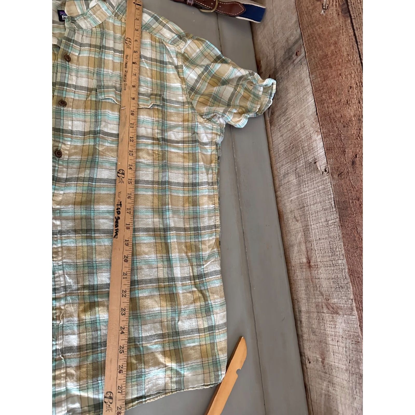 Patagonia Patagonia Shirt Mens Short Sleeve Button-Down Green Plaid Organic Cotton Large Size US L / EU 52-54 / 3 - 6 Thumbnail