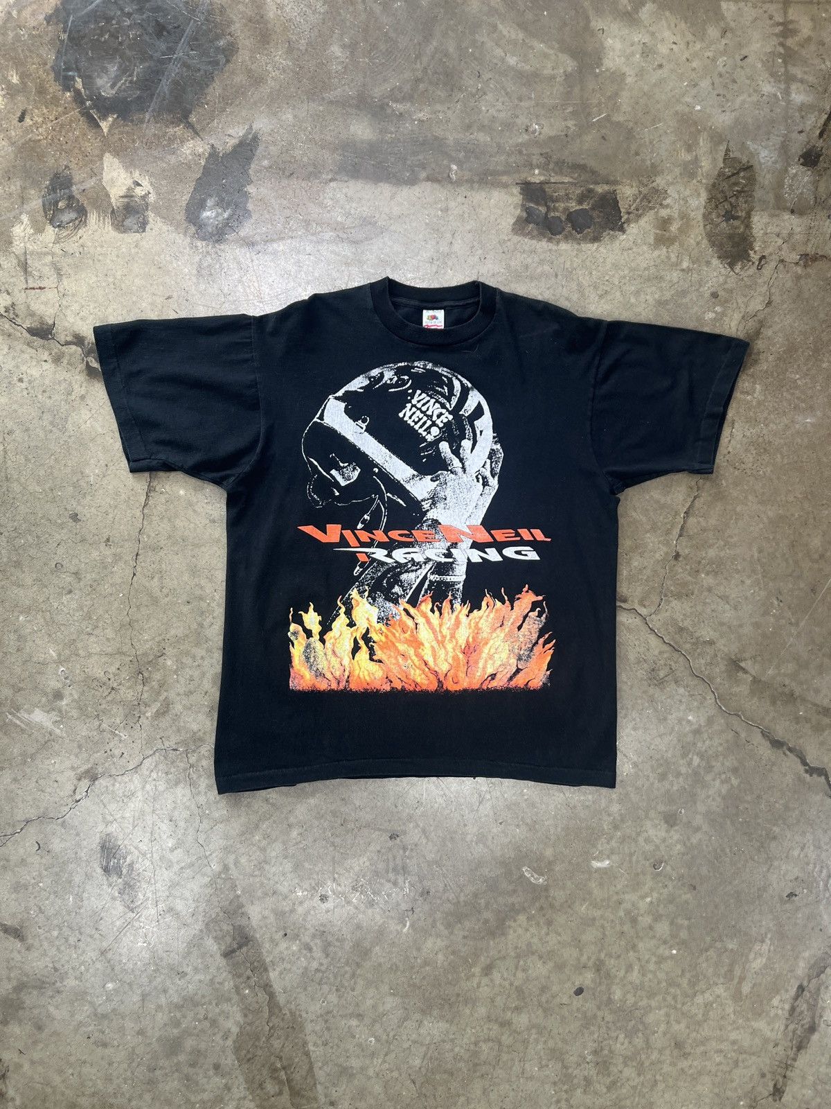 NASCAR Vintage 90s Vince Neil Racing Flame Single Stitch Tee XL Size US XL / EU 56 / 4 - 2 Thumbnail