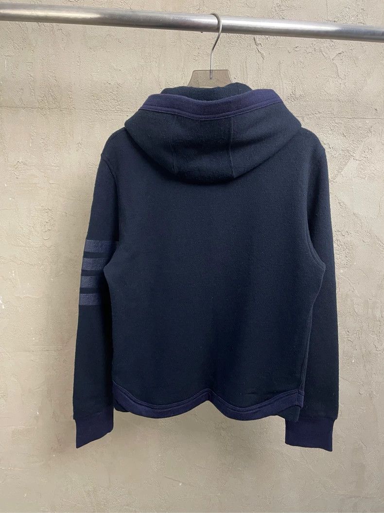 Thom Browne Thom browne blue four-striped hooded button wool cardigan j Size US XS / EU 42 / 0 - 3 Thumbnail