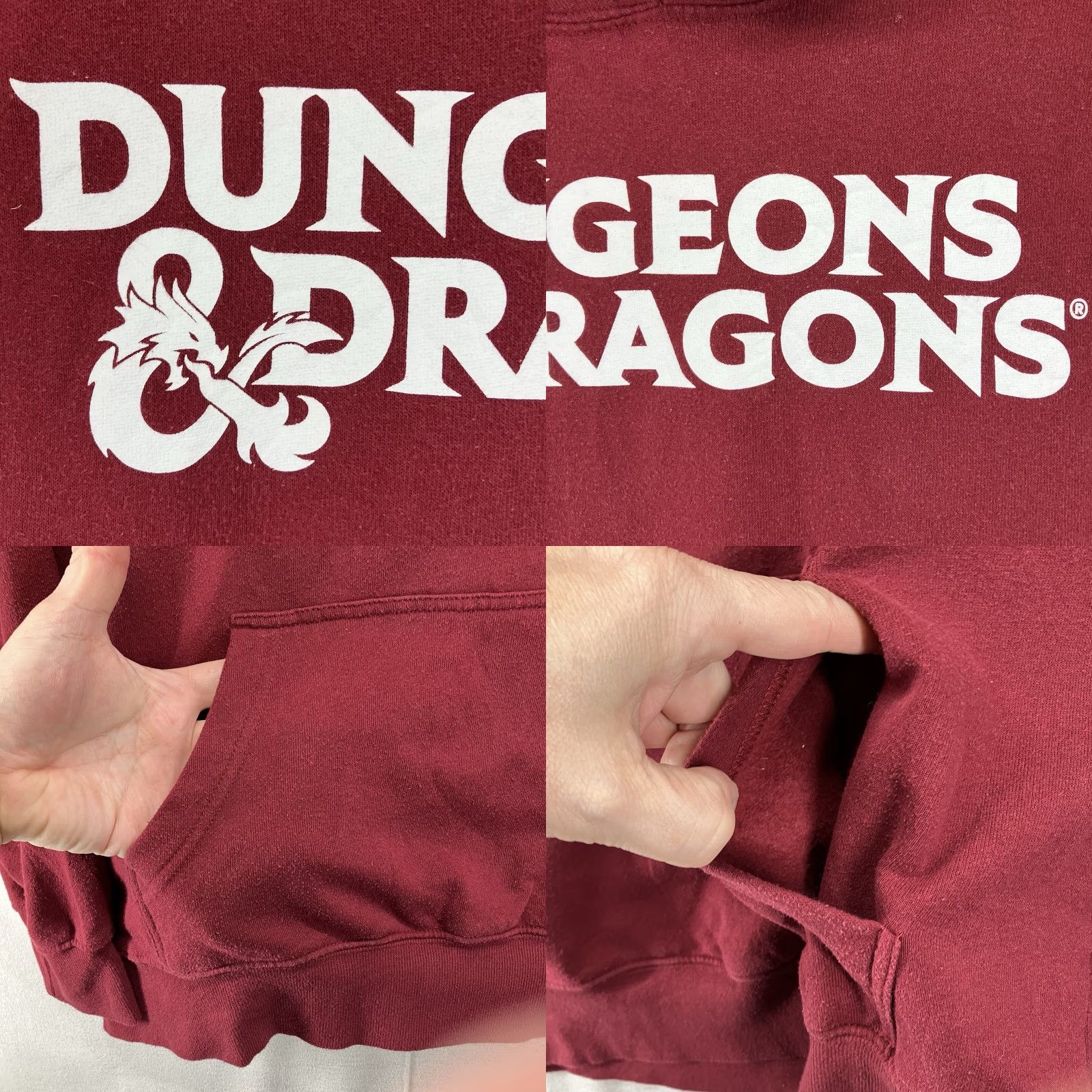 Vintage Dungeons & Dragons Hoodie Adult Medium Red Graphic Dragon Pullover Lightweight Pocket Hooded 80s Retro Mens Size US M / EU 48-50 / 2 - 8 Thumbnail