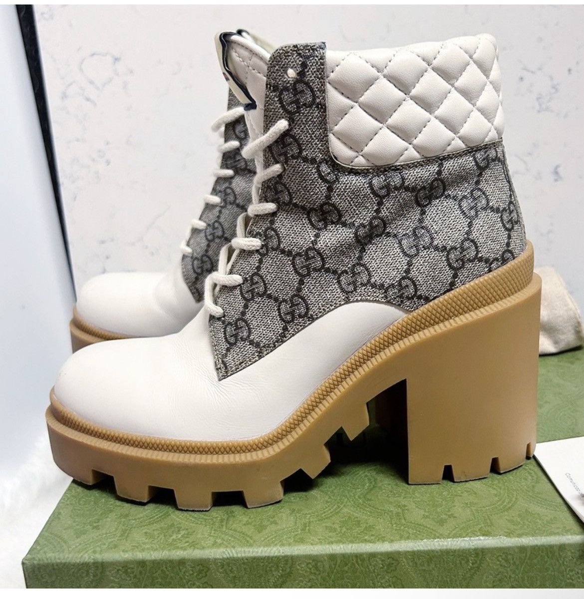 Gucci Aurhentic Gucci Supreme Monogram Trip Combat Heeled Boots Size US 7 / IT 37 - 3 Thumbnail