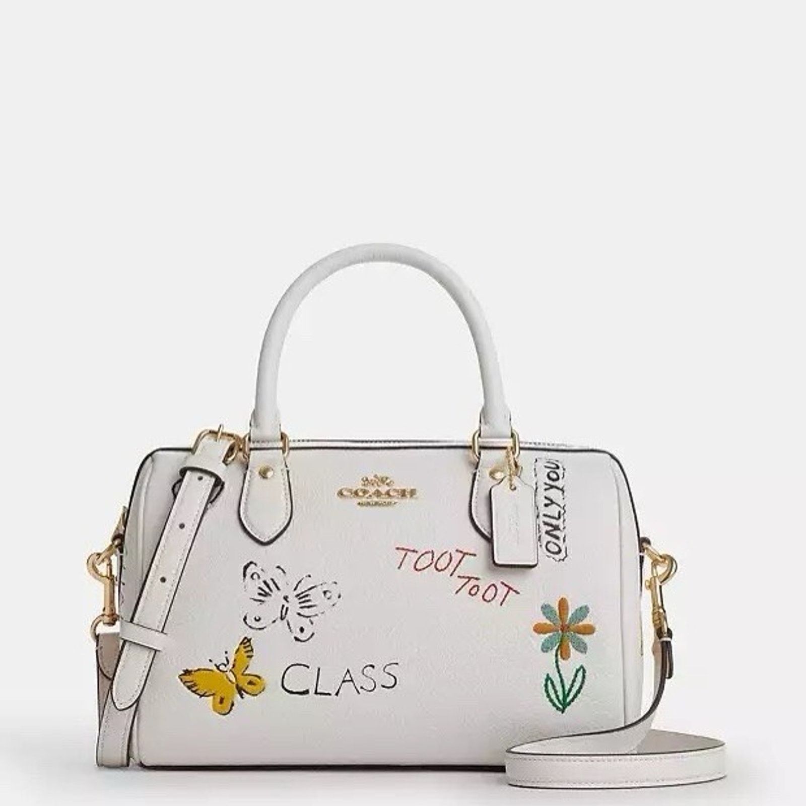Coach NWT Coach Rowan Satchel Bag Sketch CAK19 Gold/chalk multi Size ONE SIZE - 10 Thumbnail