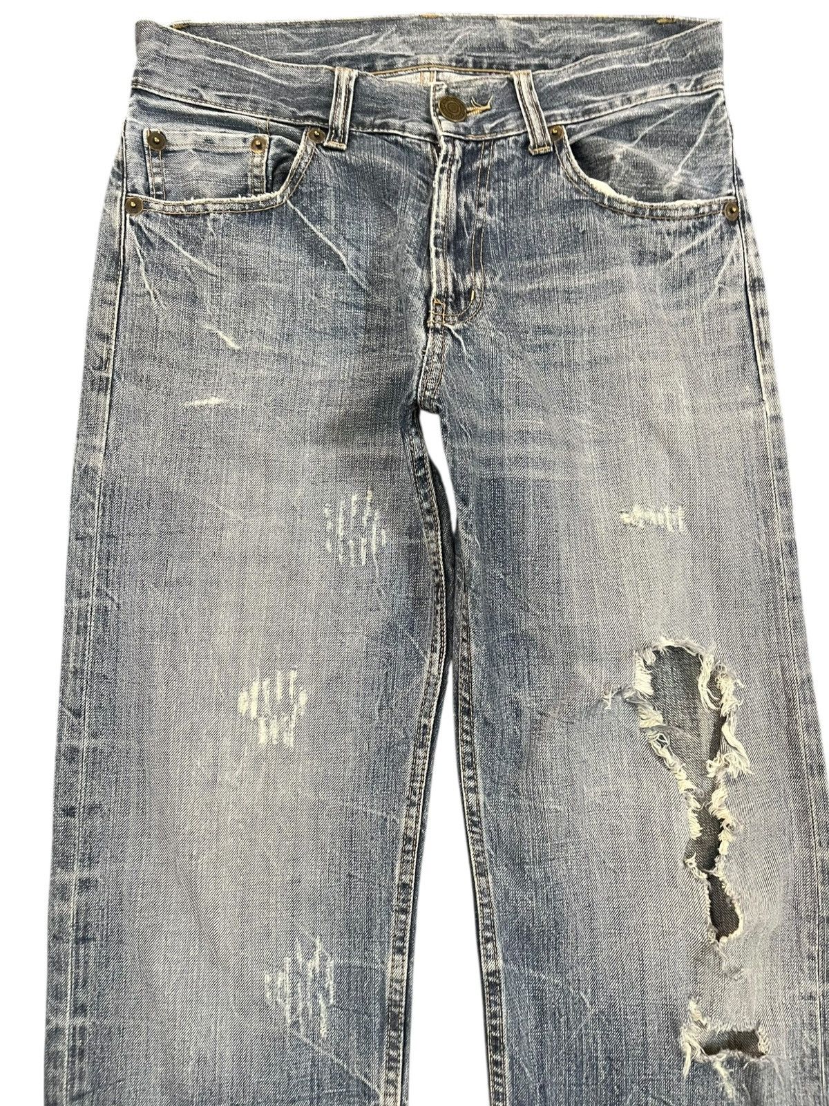 Japanese Brand × POST ARCHIVE FACTION (PAF) × Vintage Vintage Oririn Embroidded Grandmind Ripped Distressed Denim Size US 31 - 3 Thumbnail