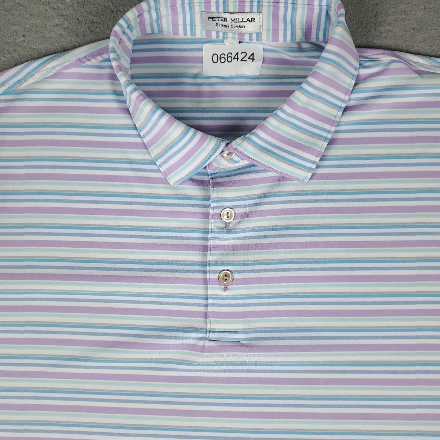 Peter Millar Peter Millar Polo Shirt Mens XL Blue Striped Polo Shirt Size US XL / EU 56 / 4 - 2 Thumbnail