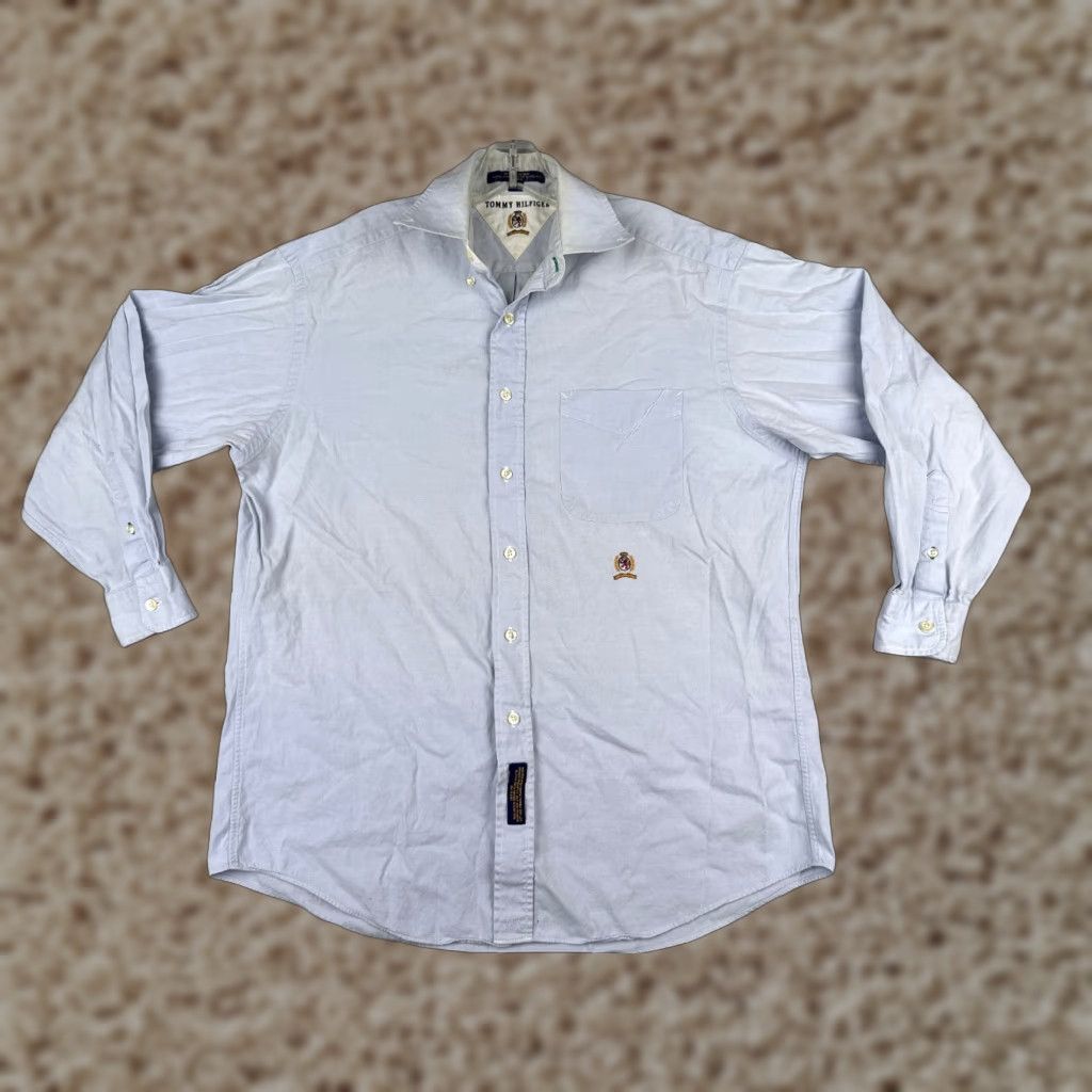 Tommy Hilfiger Tommy Hilfiger Shirt Men 15.5-32 Blue Button Up Long Sleeve Crest Cotton Read Size US M / EU 48-50 / 2 - 1 Thumbnail