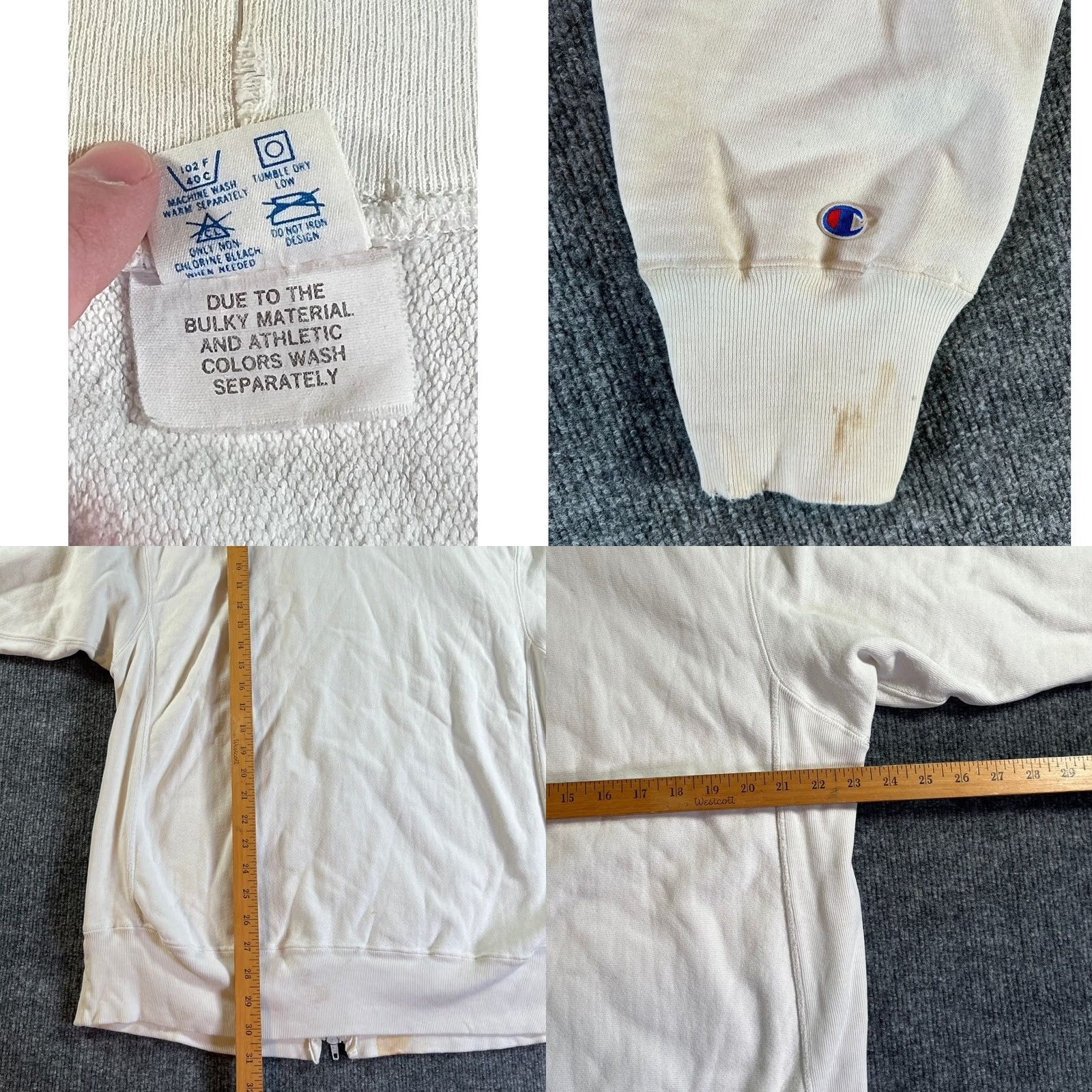 Champion VINTAGE Champion Full Zip Sweatshirt Augsburg College Mens 2XL Ivory Distressed 80s Size US XXL / EU 58 / 5 - 9 Thumbnail