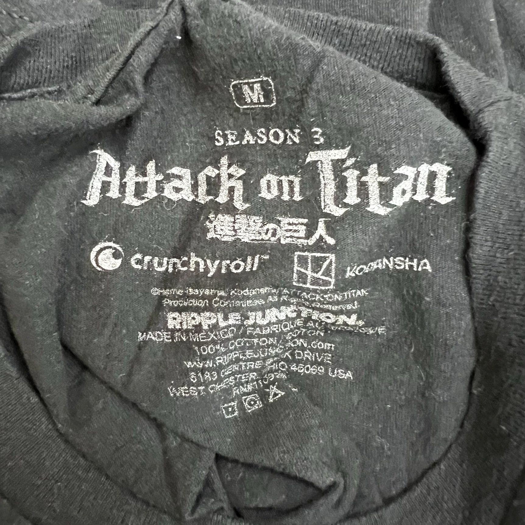 Ripple Junction VINTAGE Attack On Titan T-Shirt Men Medium Black Anime Captain Levi Graphic Print 2020s Size US M / EU 48-50 / 2 - 5 Thumbnail