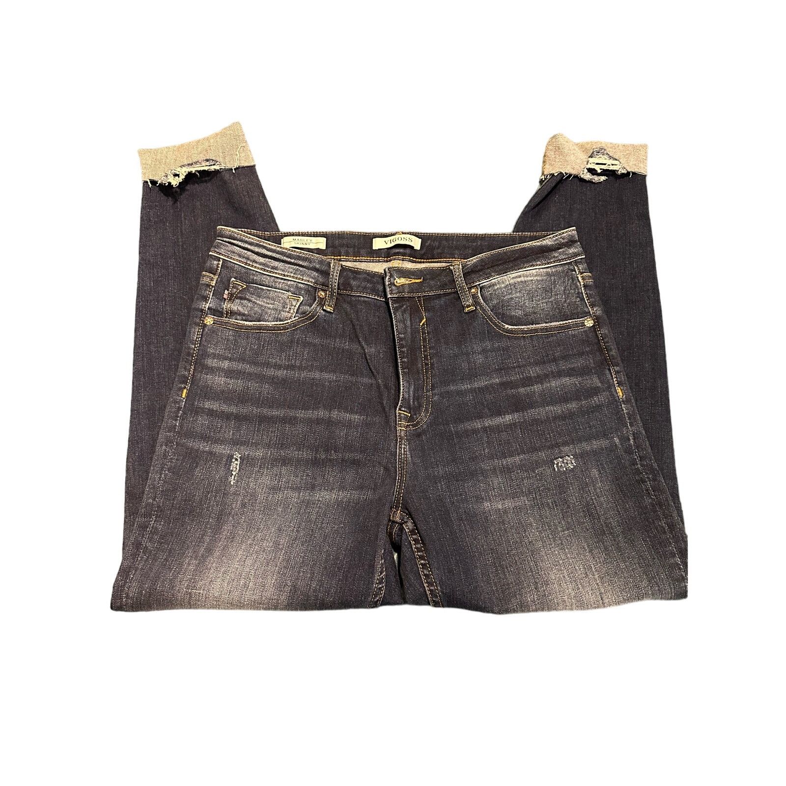 Other Vigoss Marley Skinny Jeans with Distressed Cuffs Size 31" - 1 Thumbnail