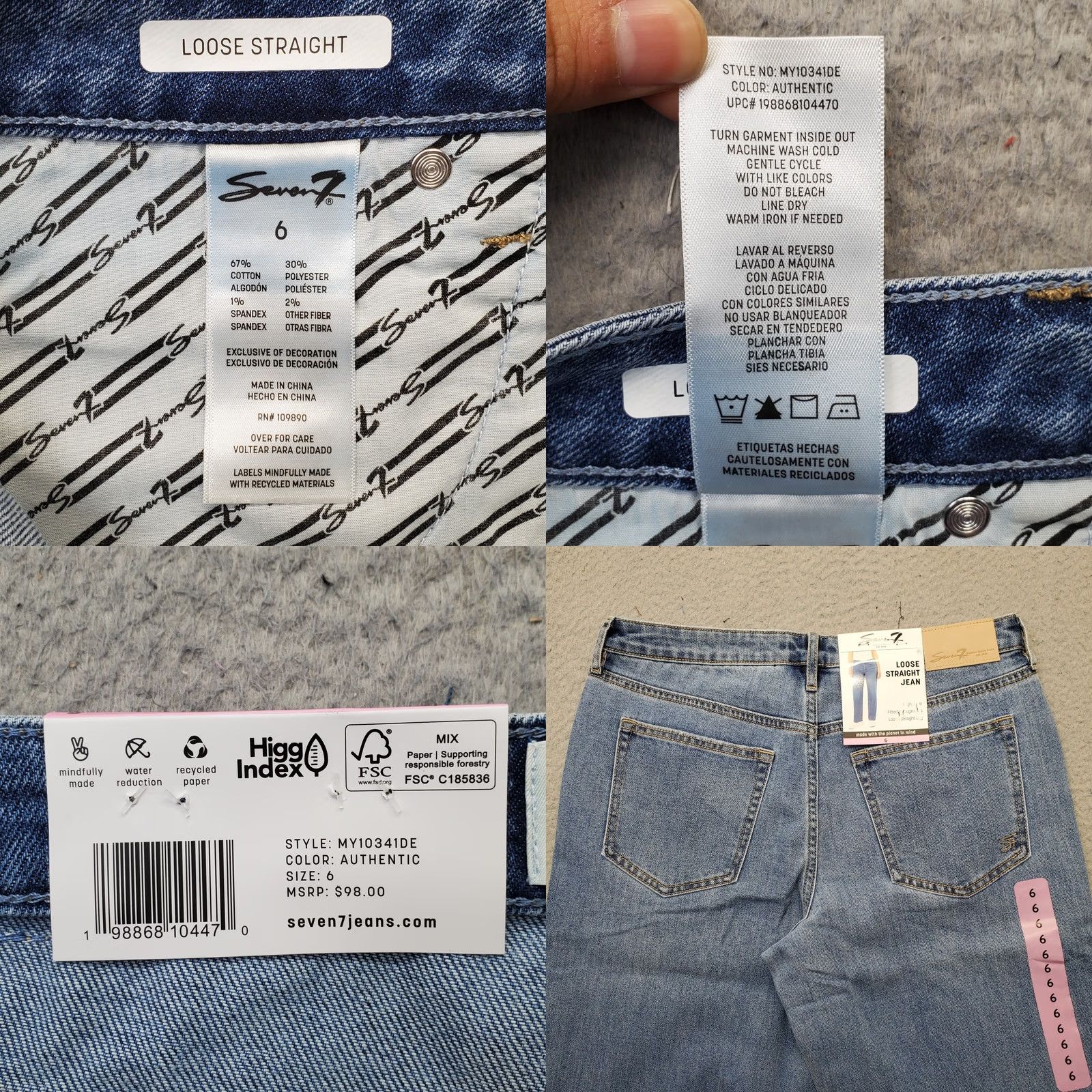 Vintage Seven7 Jeans Womens 6 Blue Denim Premium High Rise Loose Straight Leg MY10341DE Jeans Women Size 6 Blue 30.5 Inseam Regular Fit 31 Waist 5-Pocket NWT Size 28" / US 6 / IT 42 - 8 Thumbnail