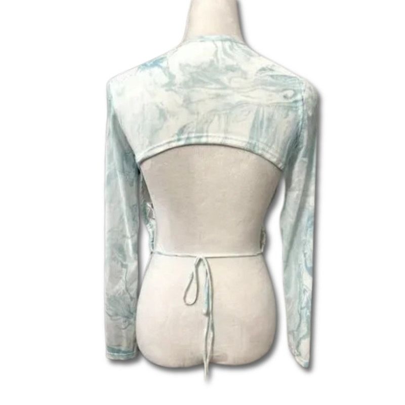 Other Elodie Tie Dye Top Long Sleeve Open Back Tie Blue L NWOT Size L / US 10 / IT 46 - 4 Thumbnail