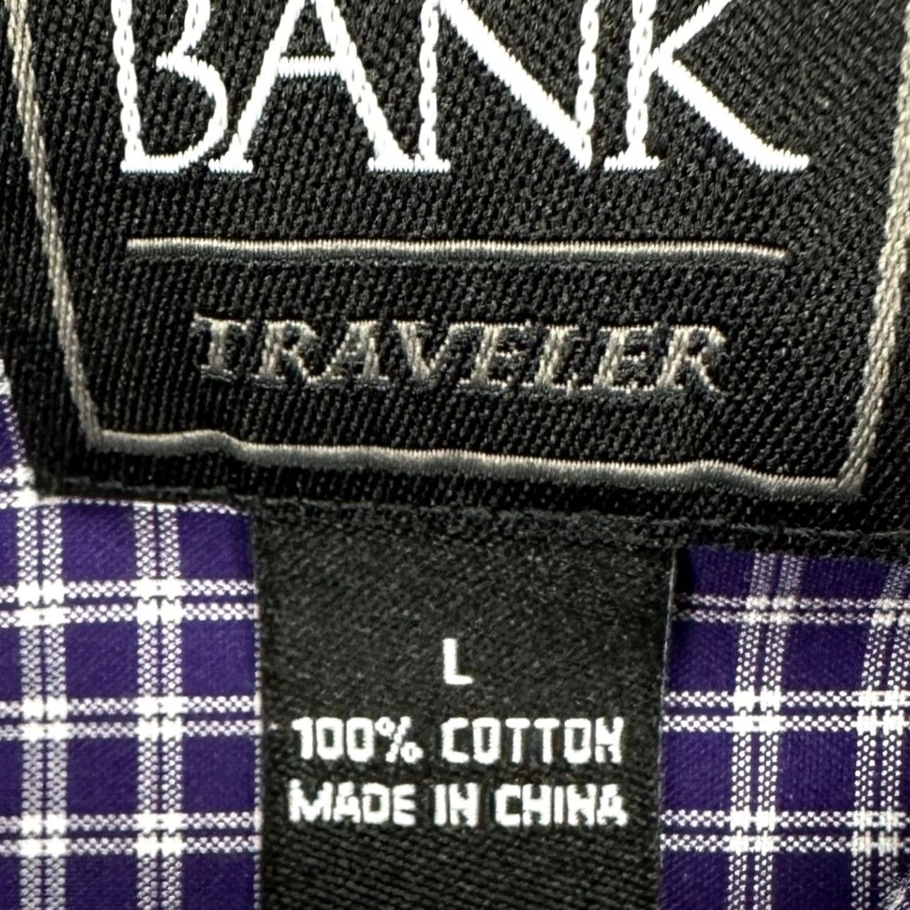Jos. A. Bank Jos. A. Bank Traveler Shirt Button Up Men Large Purple White Plaid Pocket Cotton Shirt Size US L / EU 52-54 / 3 - 5 Thumbnail