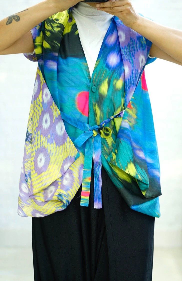 Issey Miyake Issey Miyake size:2 Blue and green color-blocked irregular Size XS / US 0-2 / IT 36-38 - 9 Thumbnail