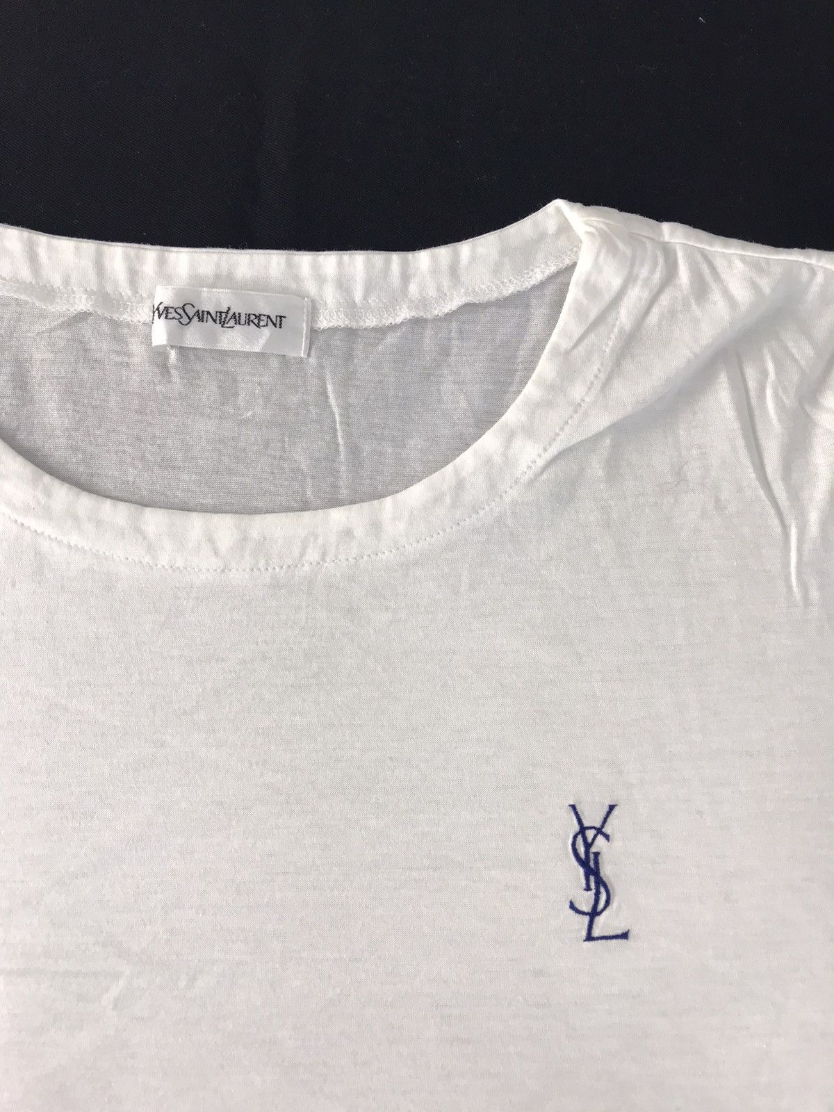 Designer 90s Yves Saint Laurent White Plain Inner Longsleeve Tee Size US M / EU 48-50 / 2 - 4 Thumbnail