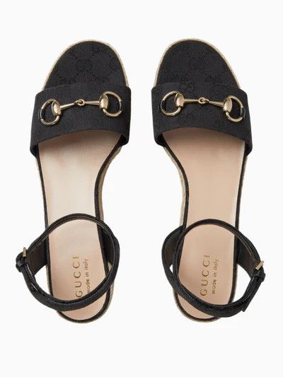 Gucci oc11z0126 Women's Espadrille Sandals With Horsebit in Black Size US 10.5 / IT 40.5 - 4 Thumbnail