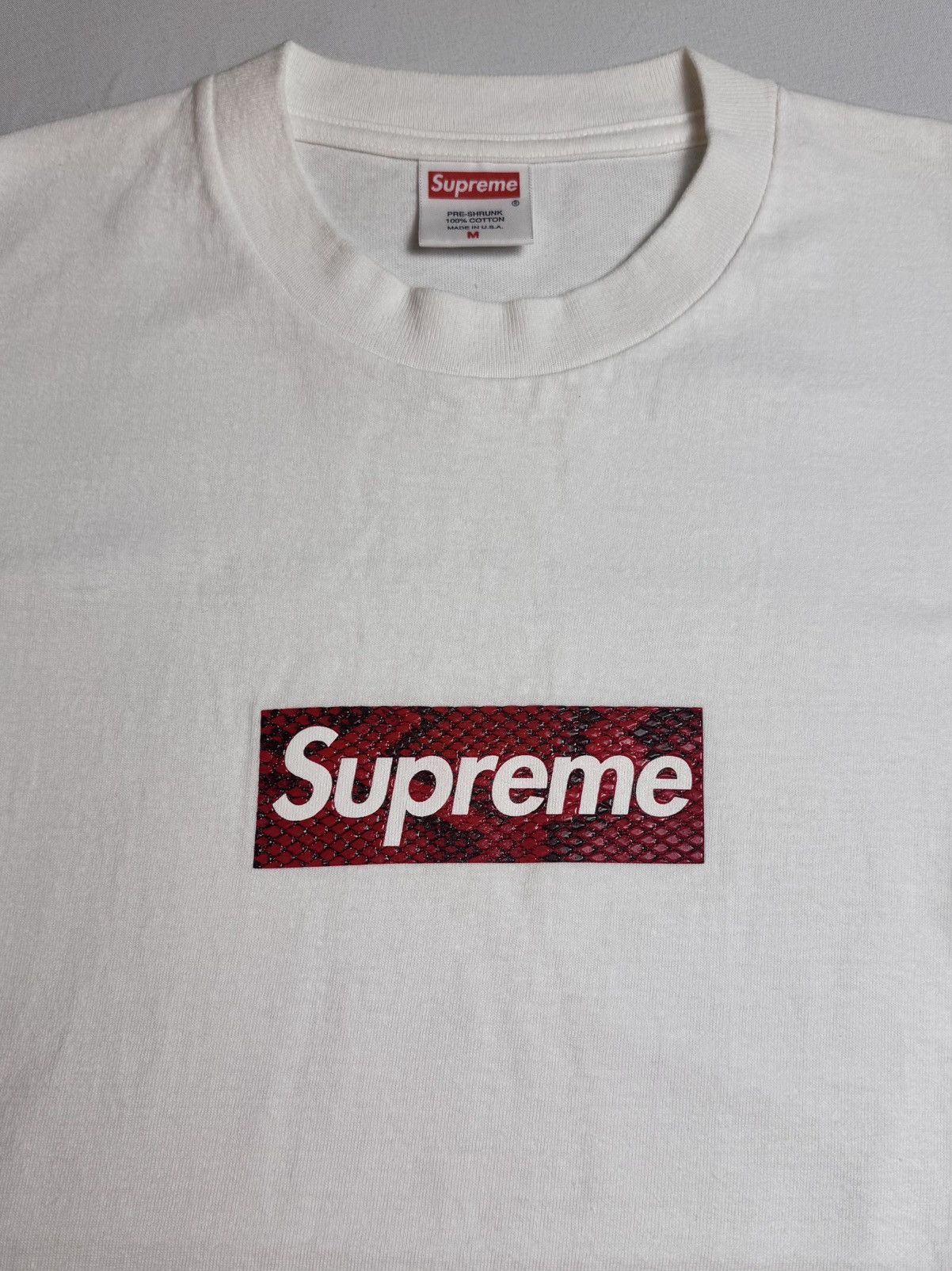 レアSupreme Snake Skin Box Logo Tee White Supreme Snakeskin Box