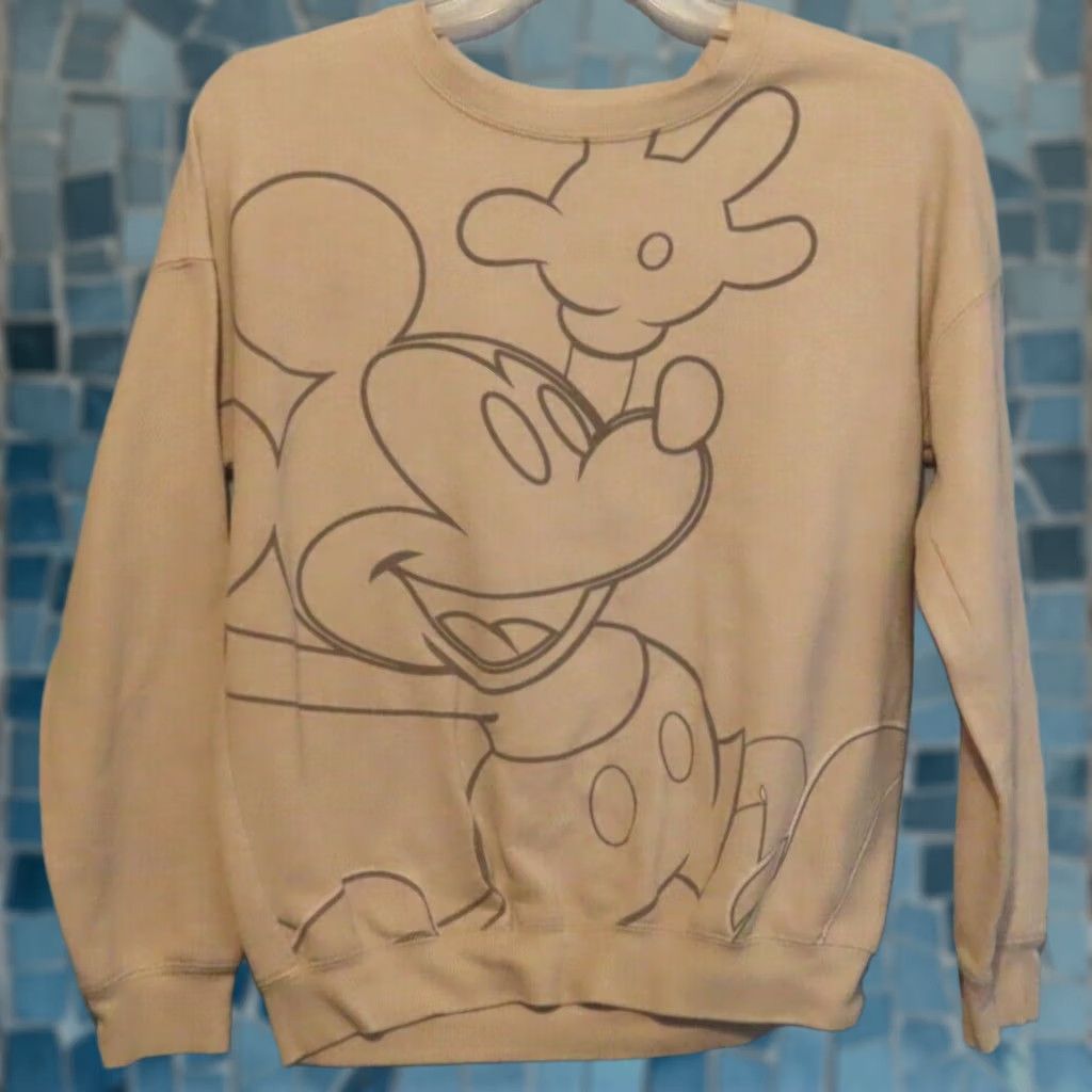 Disney Disney Mickey Mouse T-Shirt Men XS Ivory Crew Neck Long Sleeve Cartoon VINTAGE? Size US XS / EU 42 / 0 - 1 Thumbnail