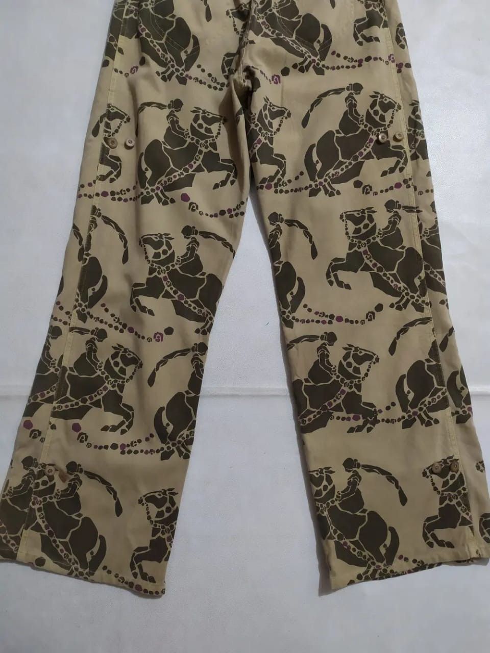 Japanese Brand Scolar Japan Fullprint Art Knight Horses Nice Design Pants Size US 29 - 3 Thumbnail