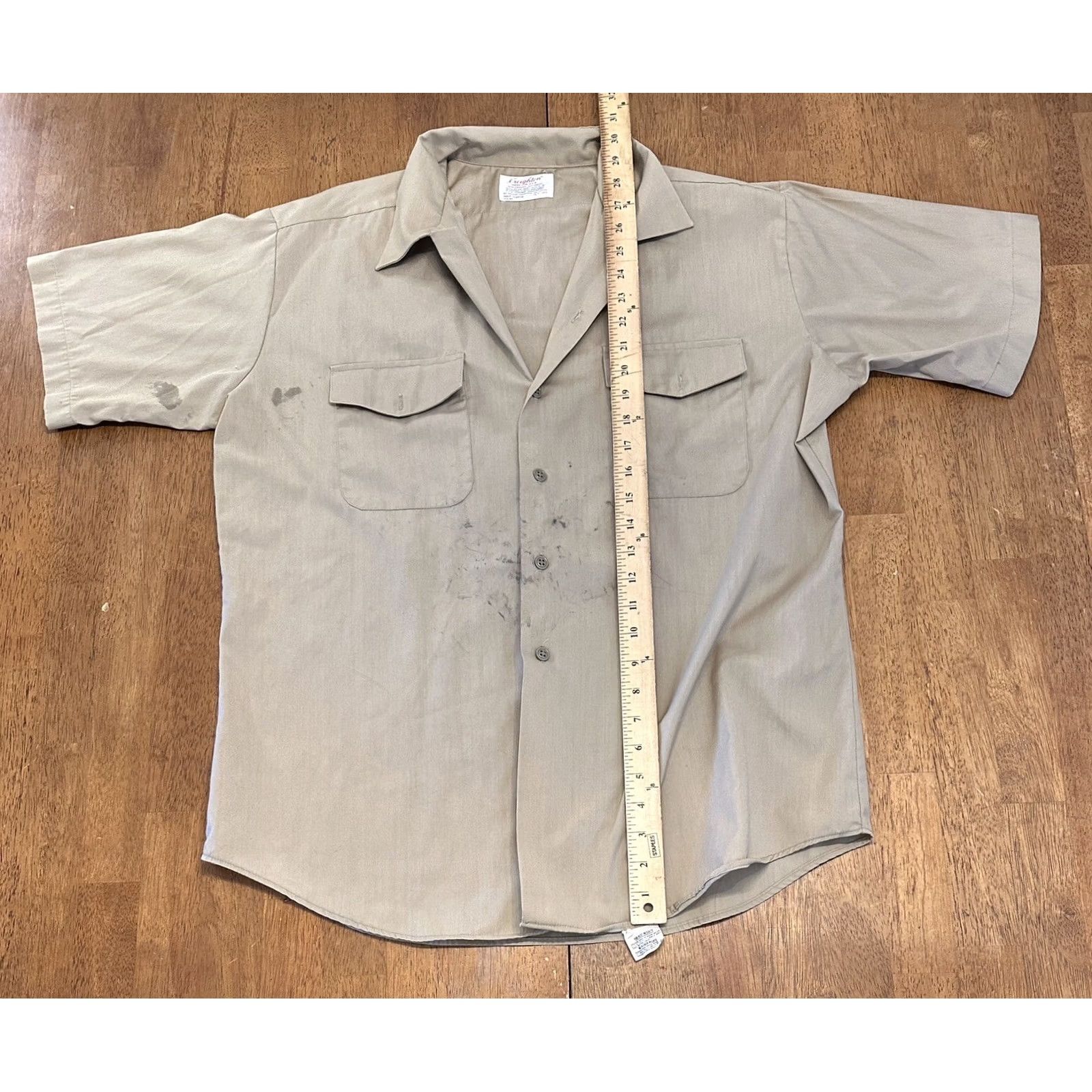 Vintage VINTAGE Creighton Permanent No Press Button Up Shirt Large 70s Shirt, Beige, 60s 70s, Men, L Size US L / EU 52-54 / 3 - 7 Thumbnail