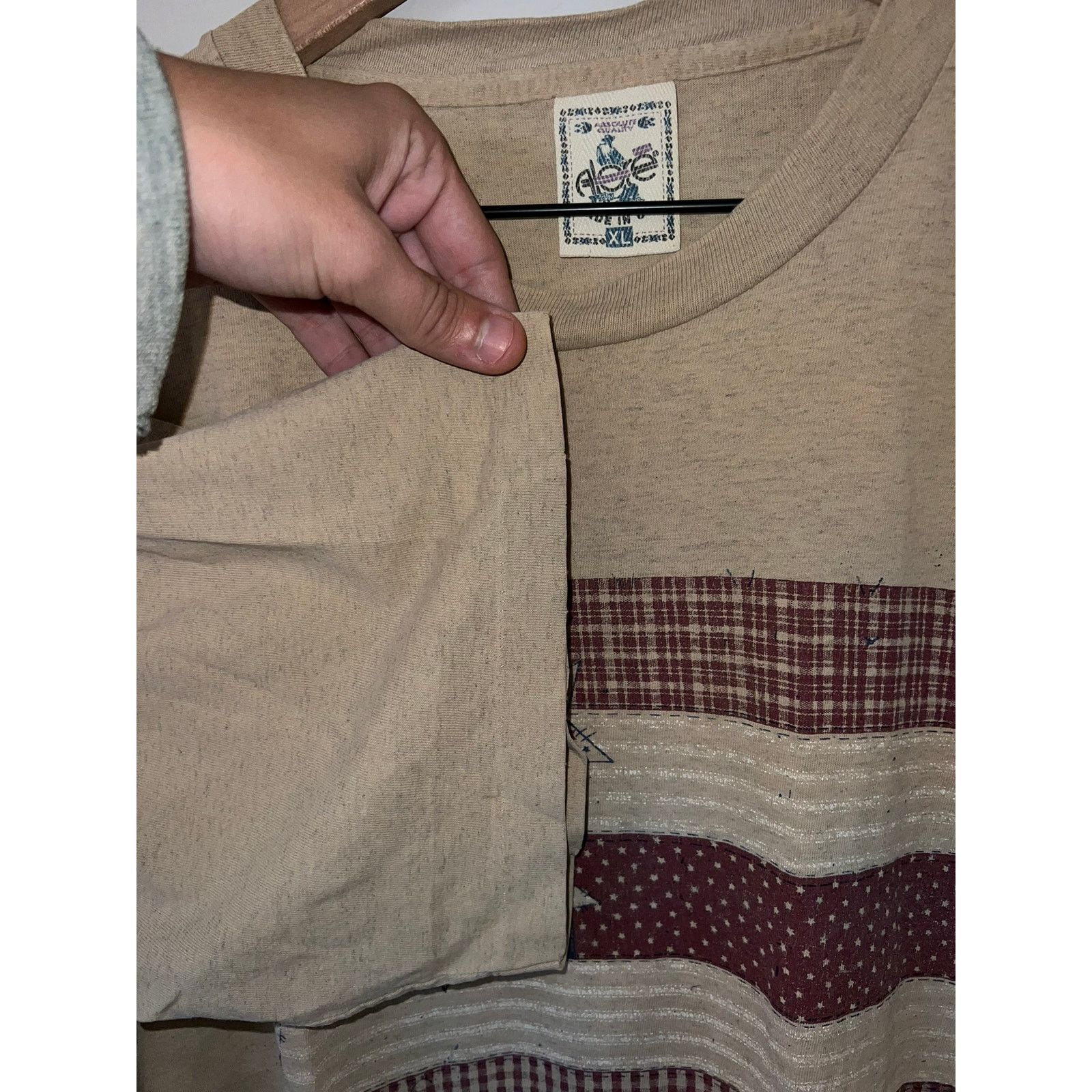 Vintage Vintage Vicki Melhart Shirt American Flag Brown Tee 90s XL Size US XL / EU 56 / 4 - 6 Thumbnail
