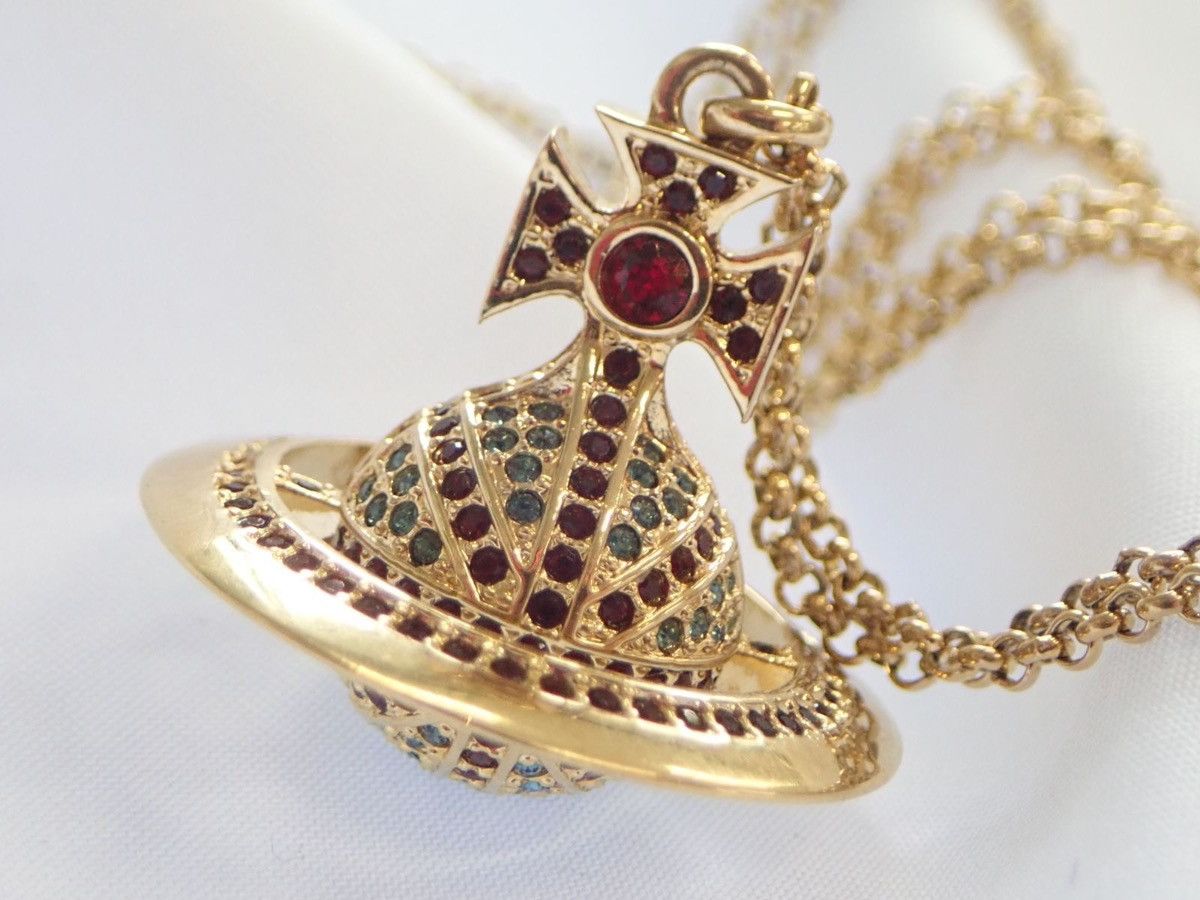 Vivienne Westwood Oversized Crystal 3D Orb Necklace union jack Size ONE SIZE - 1 Thumbnail